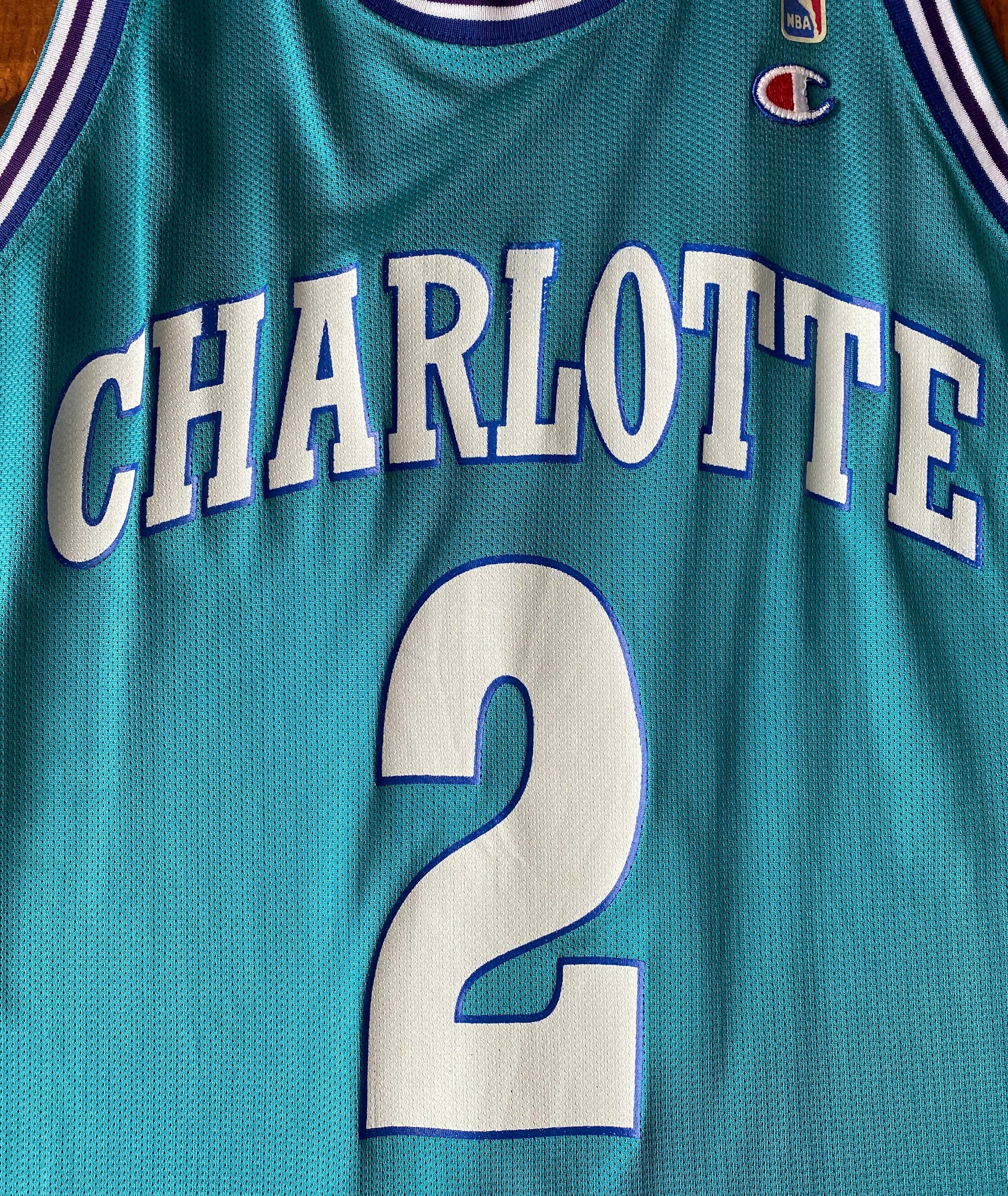 Authentic NBA Jersey - #2 Johnson Charlotte Hornets - Size 40, Made in USA by Champion