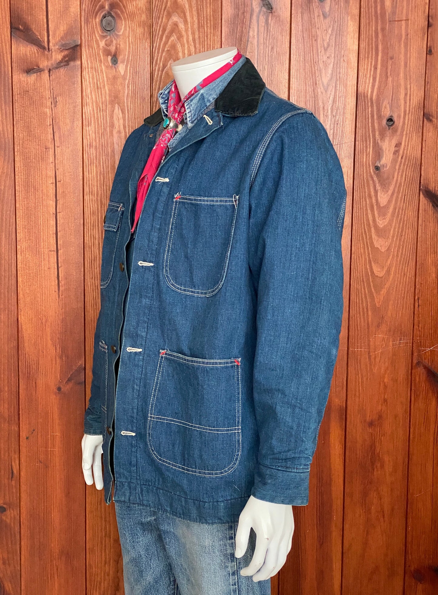 Size Med Tall. Vintage Sears denim Chore Lined coat Jacket