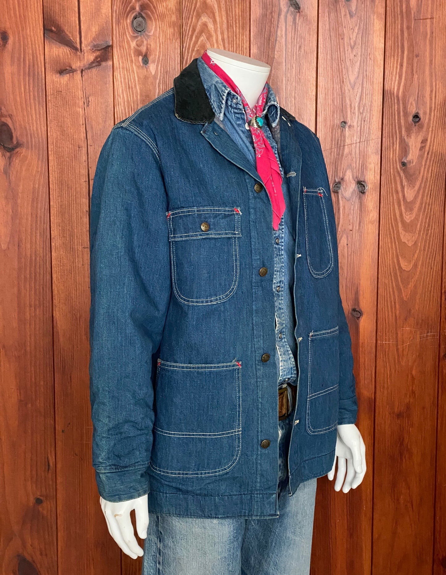 Size Med Tall. Vintage Sears denim Chore Lined coat Jacket