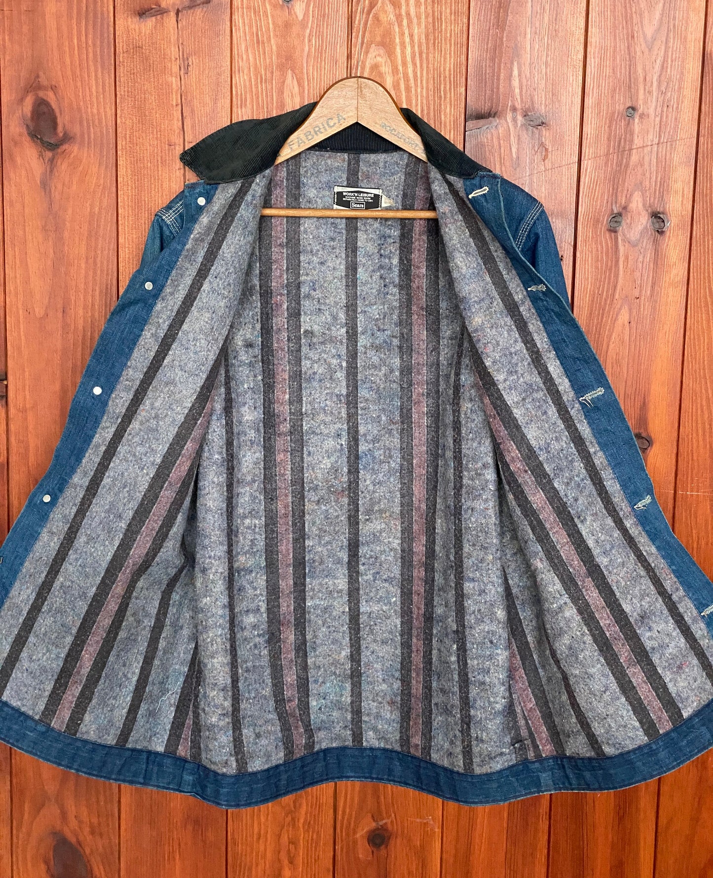 Size Med Tall. Vintage Sears denim Chore Lined coat Jacket