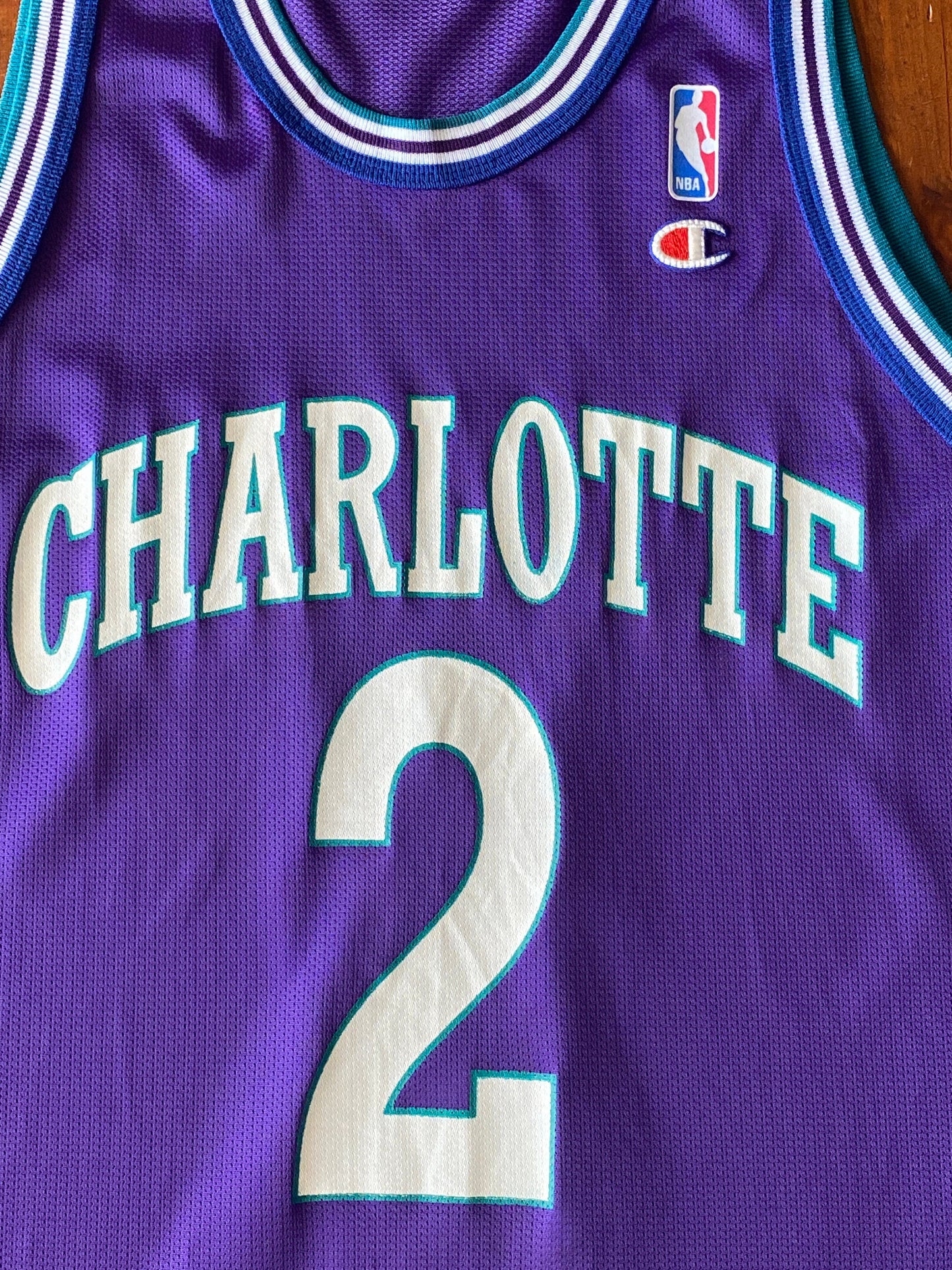 Authentic Size 44 Larry Johnson #2 Charlotte Hornets 90s NBA Jersey | Made in USA by Champion