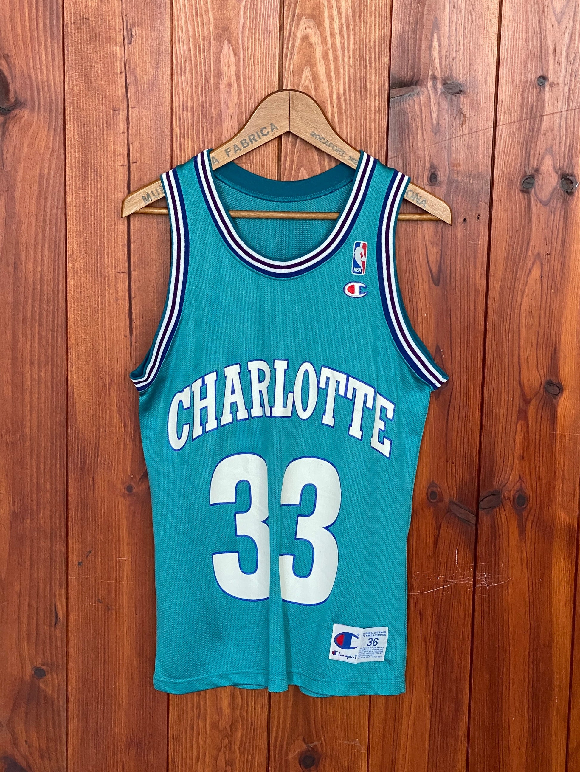 Vintage 90s NBA Champion Mourning #33 Jersey Charlotte Hornets - Size 36, Made in USA