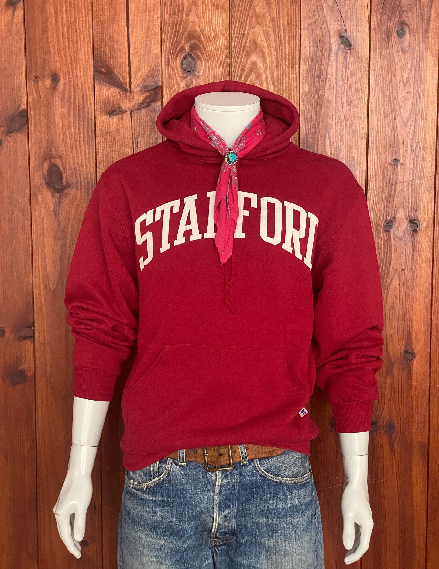 Size Med. Made In USA Stanford vintage hooded sweatshirt Made by Russel Athletic