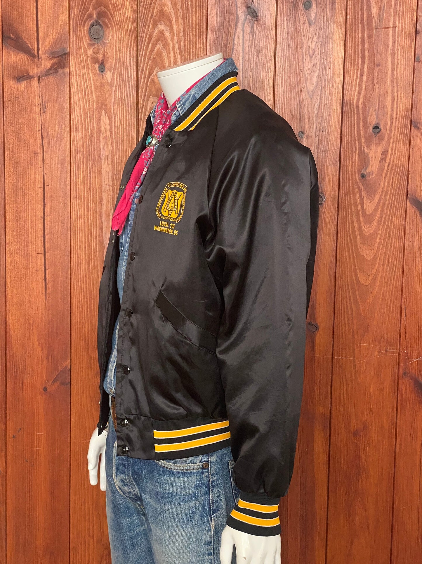 Size M. Vintage 80s Brotherhood  Satin jacket Made In USA