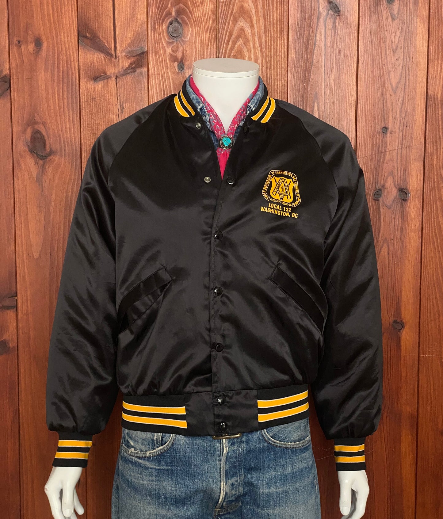 Size M. Vintage 80s Brotherhood  Satin jacket Made In USA