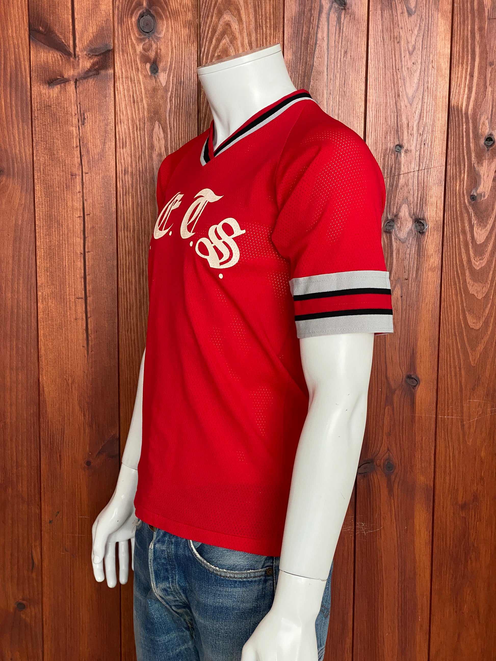 Vintage 80s Baseball Polyester T-shirt Size M Made in USA