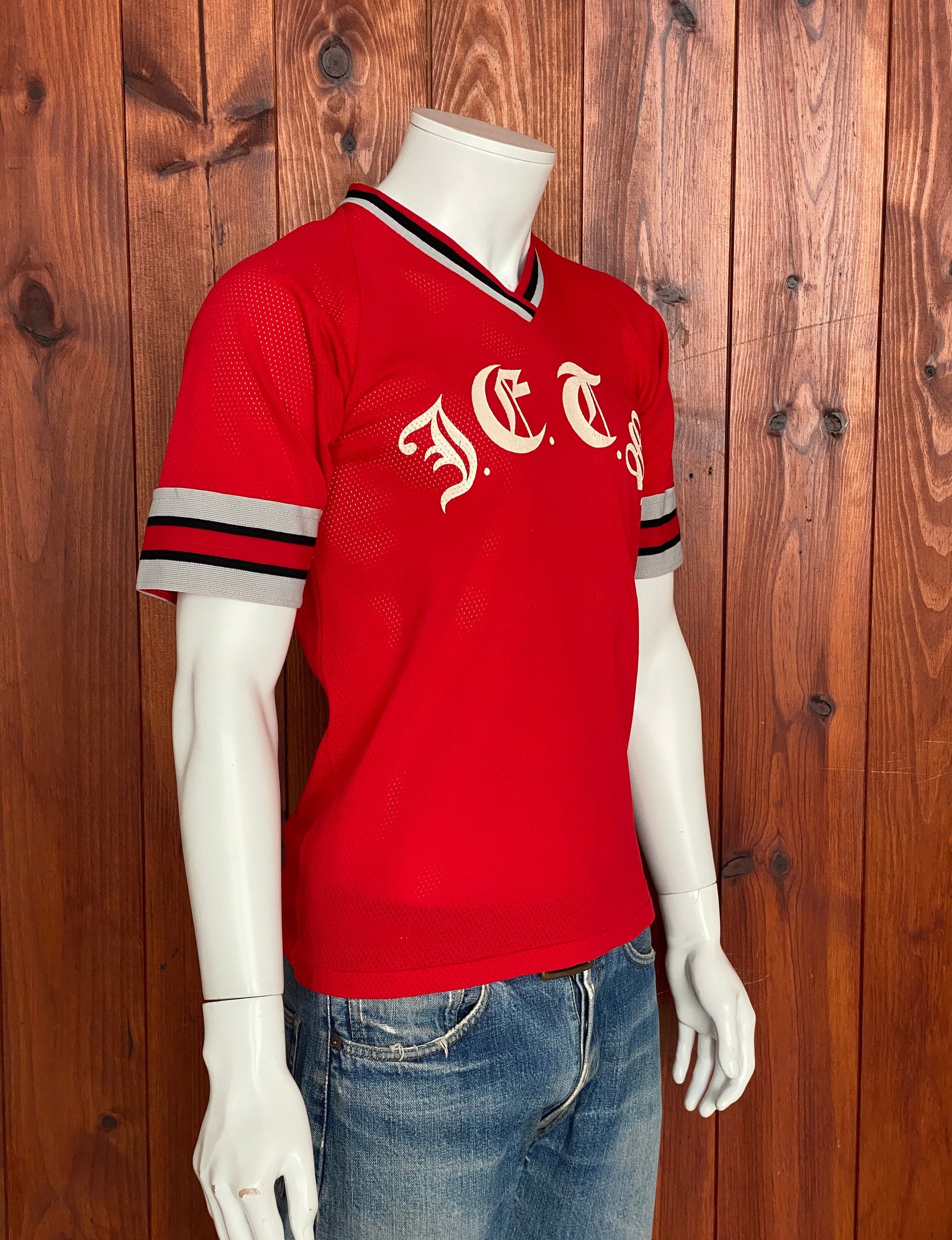 Vintage 80s Baseball Polyester T-shirt Size M Made in USA