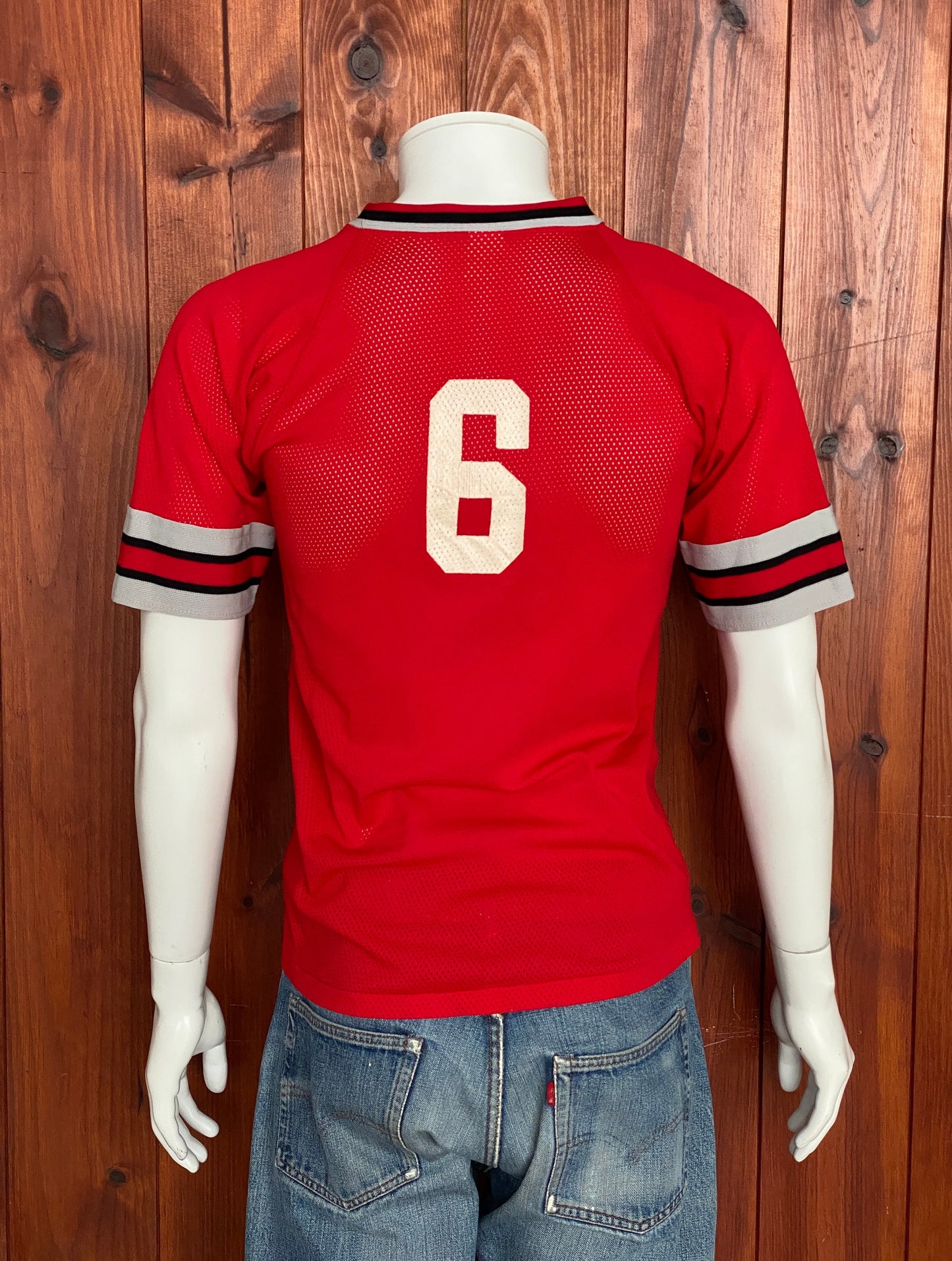 Vintage 80s Baseball Polyester T-shirt Size M Made in USA