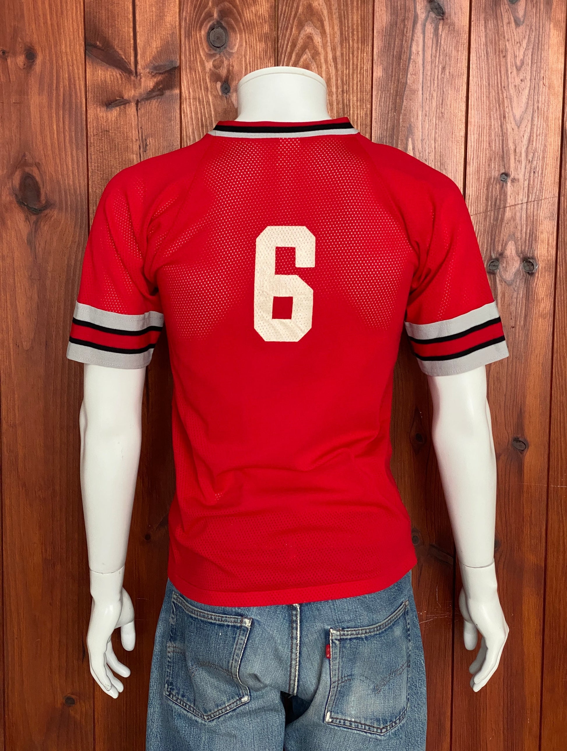 Vintage 80s Baseball Polyester T-shirt Size M Made in USA