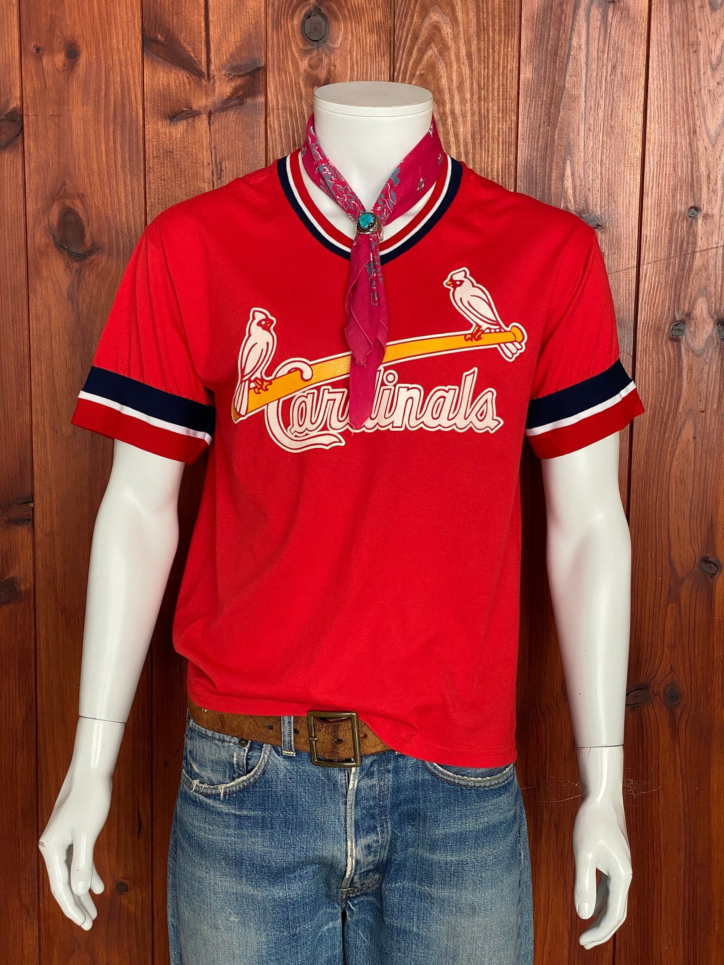 Cardinals Baseball 80s Vintage Poly-cotton T-shirt Size M Made in USA by Russell Athletic