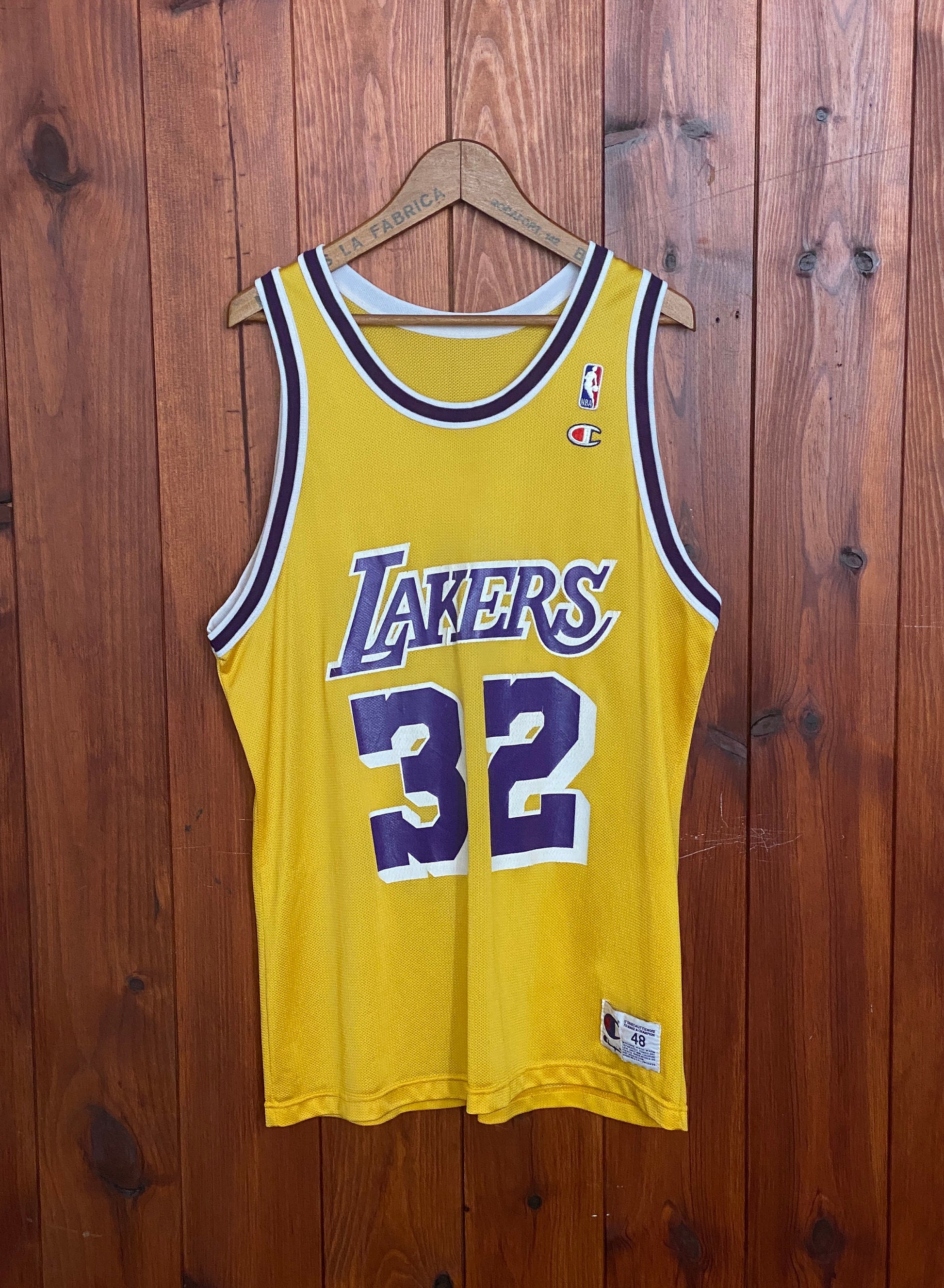 Vintage 90s Lakers Champion NBA jersey, Size 48, Magic Johnson #32, Made in USA