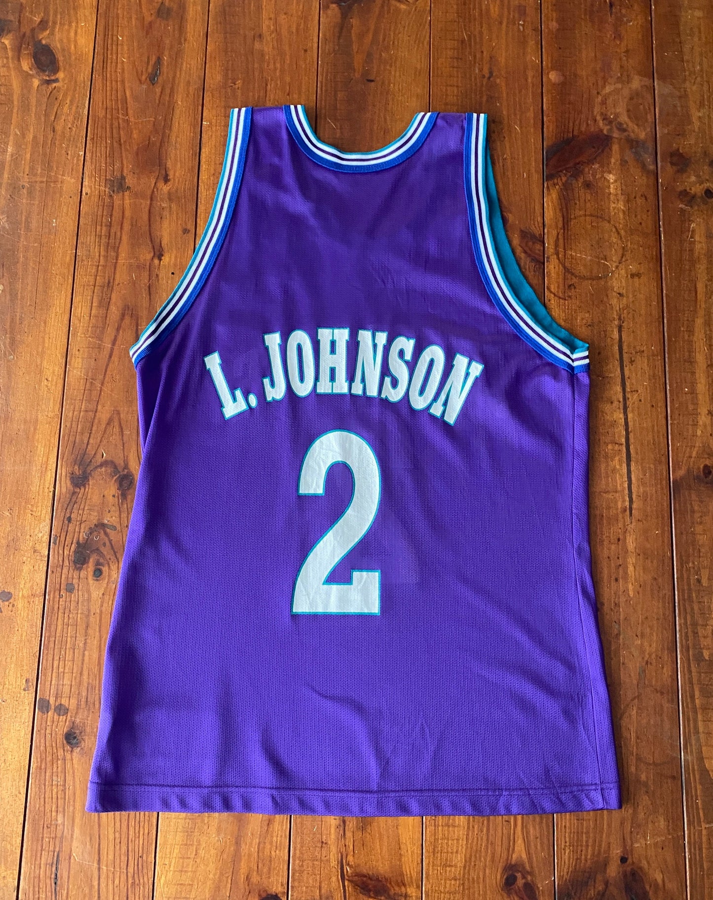 Authentic Size 44 Larry Johnson #2 Charlotte Hornets 90s NBA Jersey | Made in USA by Champion