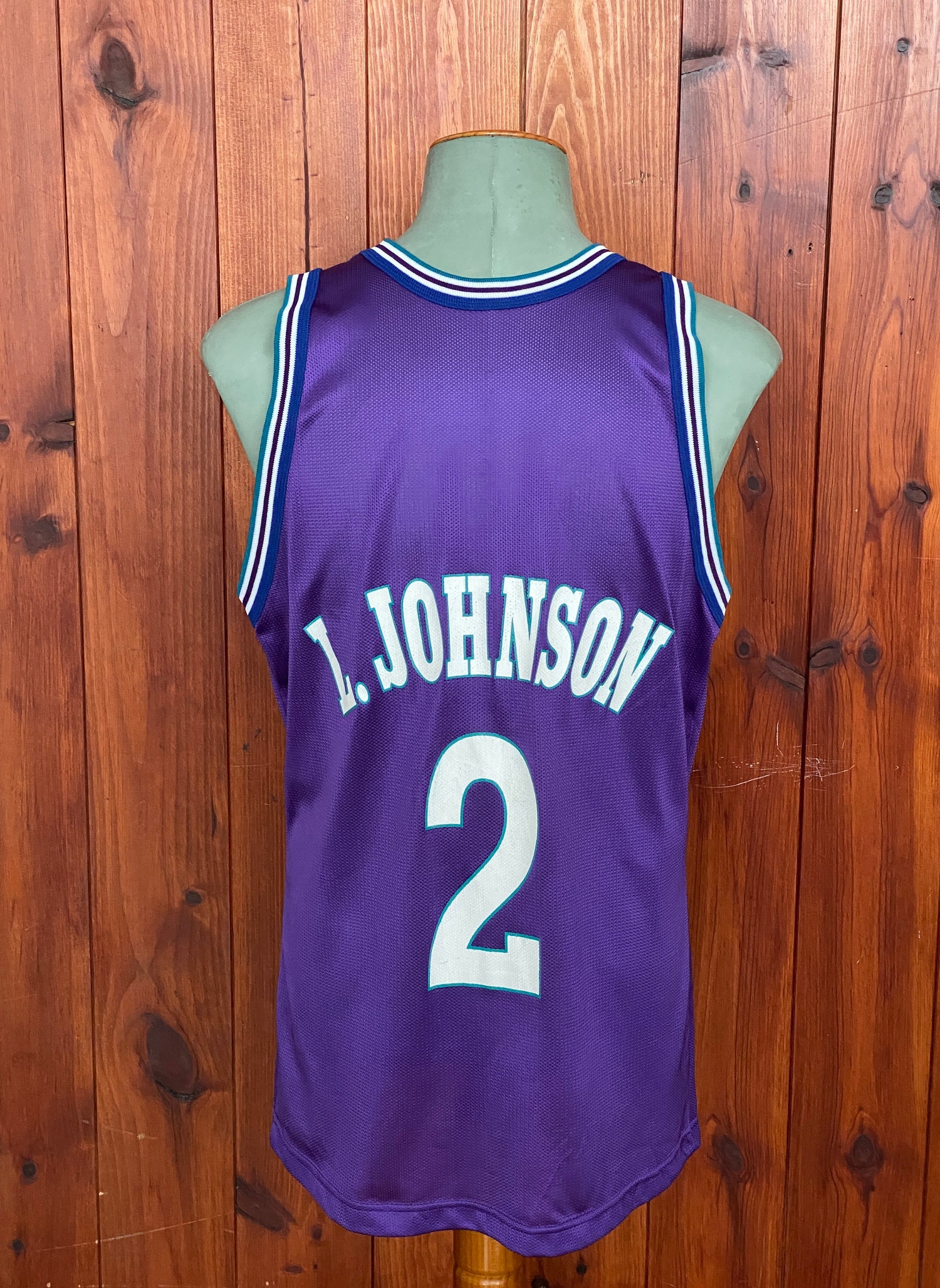 Authentic Size 44 Larry Johnson #2 Charlotte Hornets 90s NBA Jersey | Made in USA by Champion