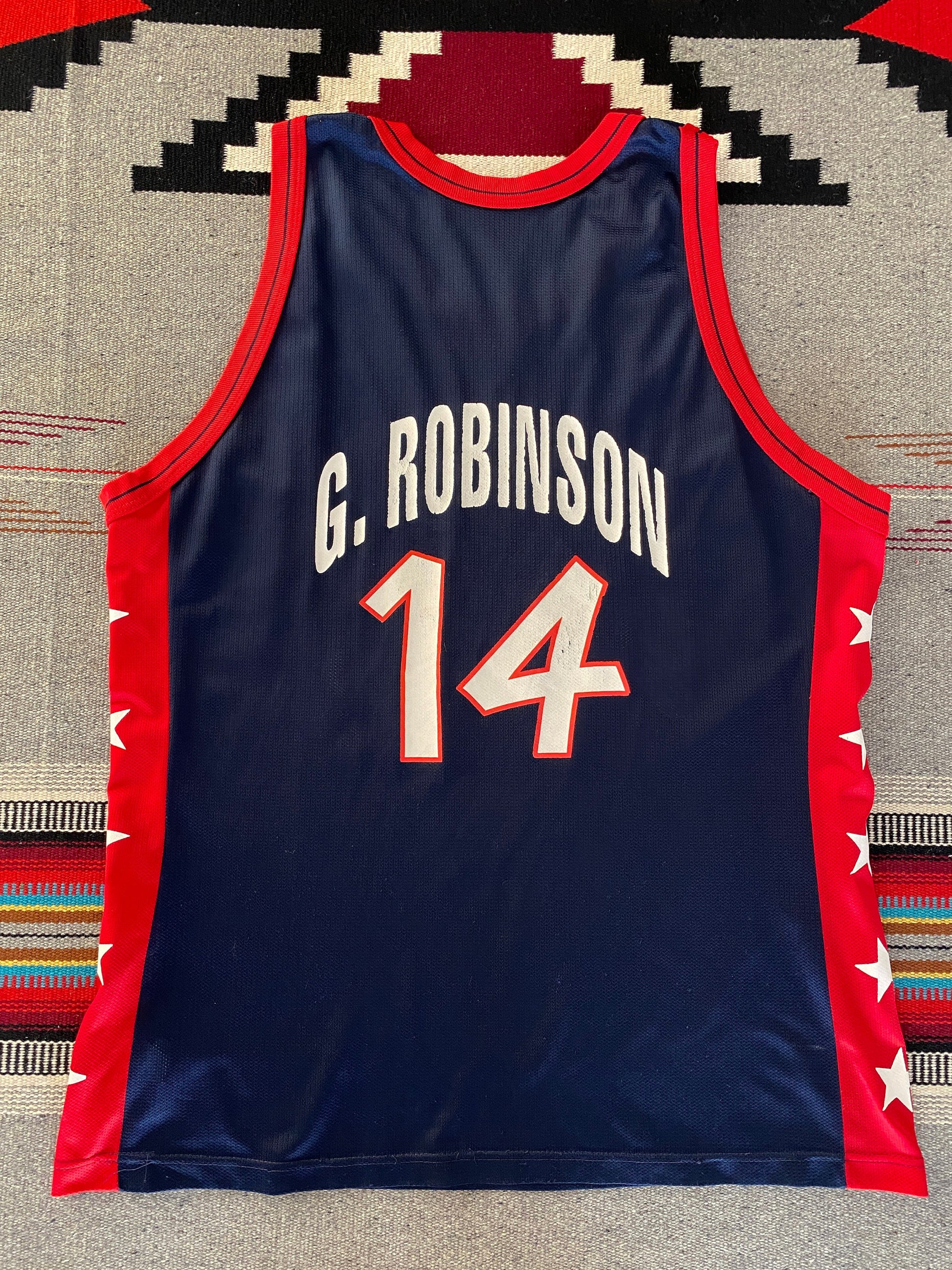 Size 48 David Robinson #14 Vintage Dream Team Olympic Champion NBA Jersey - Made in USA - front View