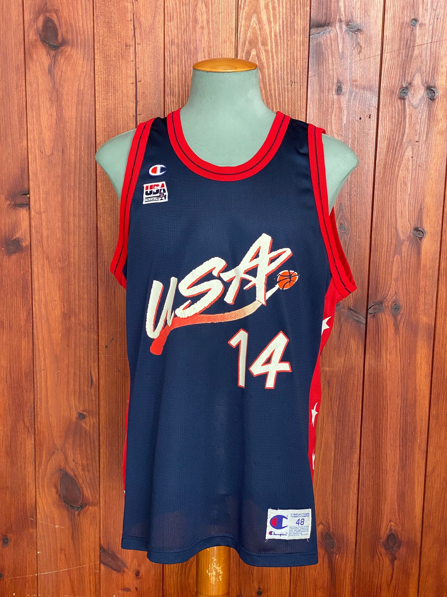 Size 48 David Robinson #14 Vintage Dream Team Olympic Champion NBA Jersey - Made in USA - Front View