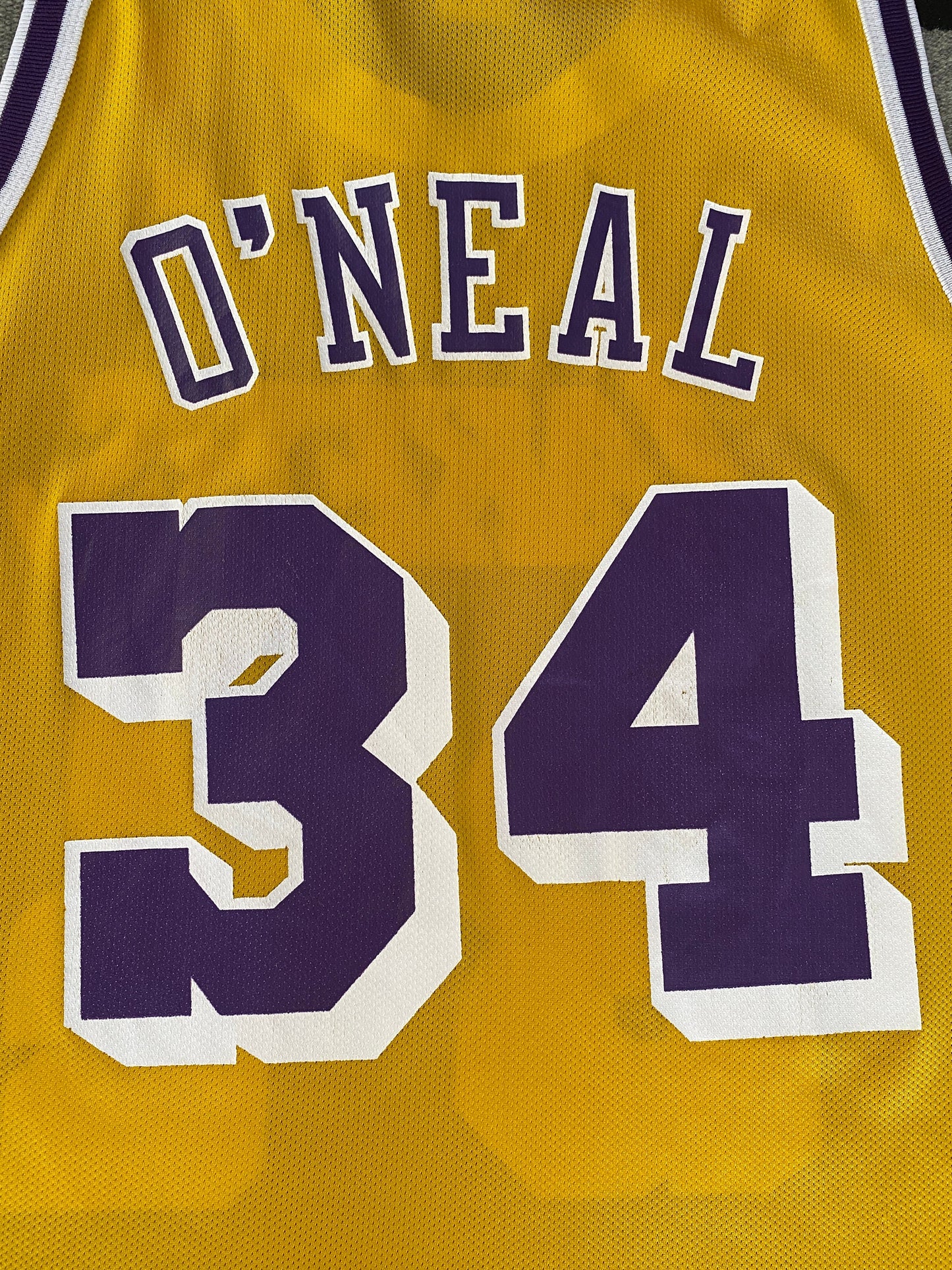 Size 48 Shaquille O'Neal #34 LA Lakers Vintage NBA Champion Jersey - BACK View