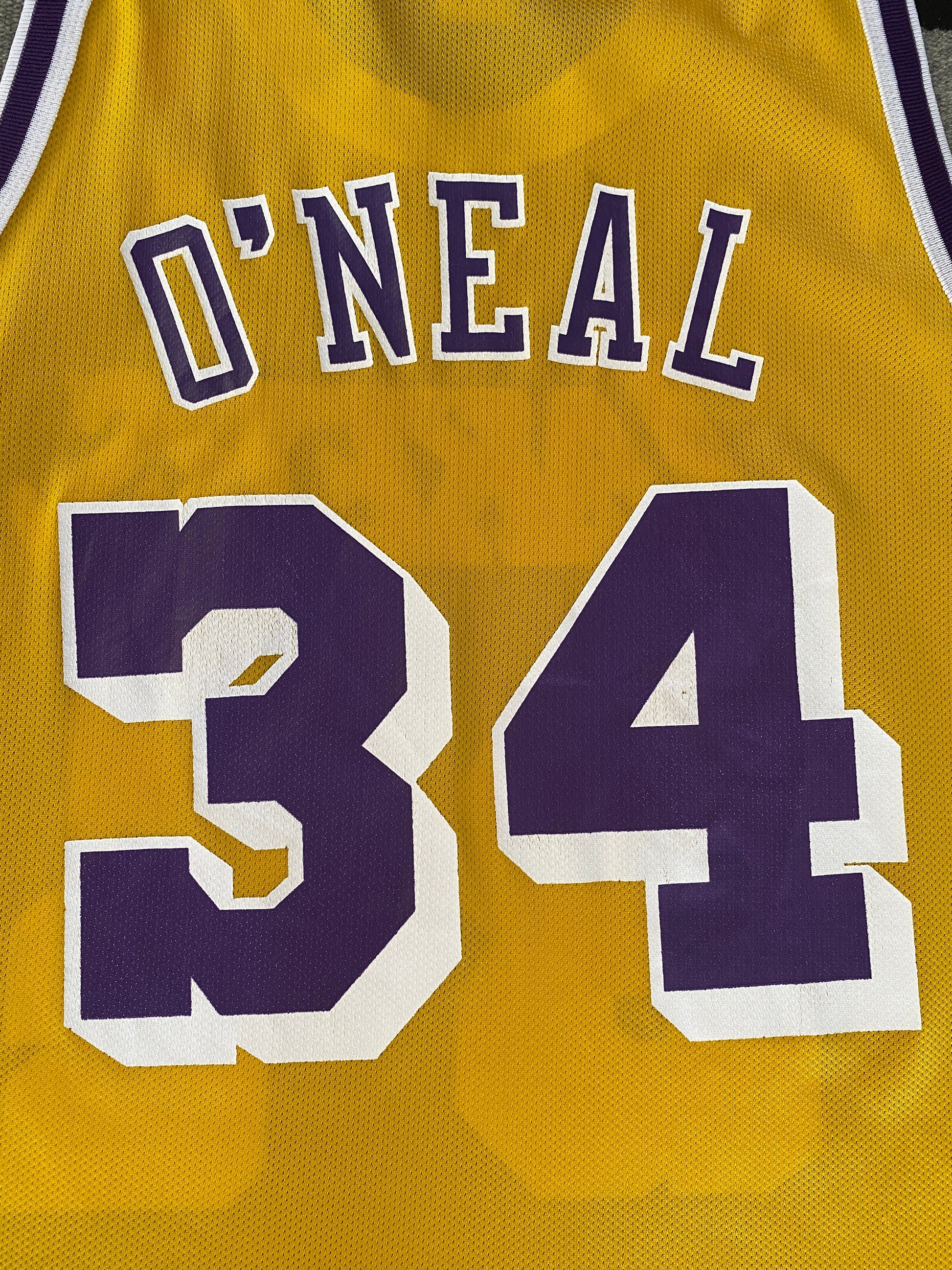 Size 48 Shaquille O'Neal #34 LA Lakers Vintage NBA Champion Jersey - BACK View