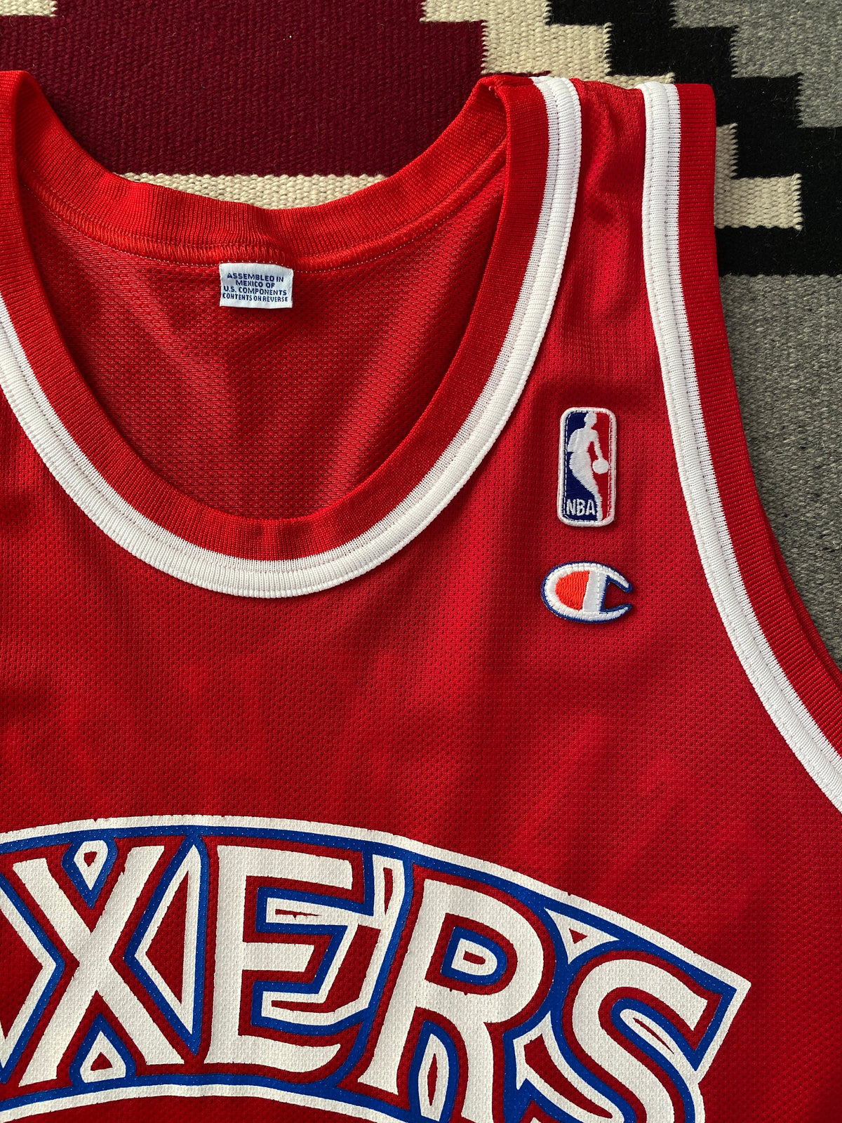Authentic Size 44 Jerry Stackhouse #42 Philadelphia 76ers 90s Vintage NBA Jersey | Made by Champion-AJ357 Studio