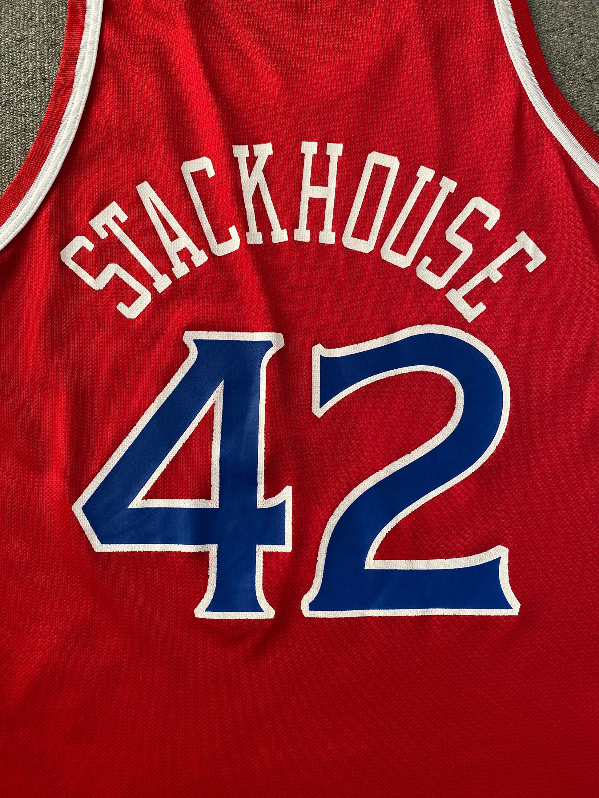 Authentic Size 44 Jerry Stackhouse #42 Philadelphia 76ers 90s Vintage NBA Jersey | Made by Champion