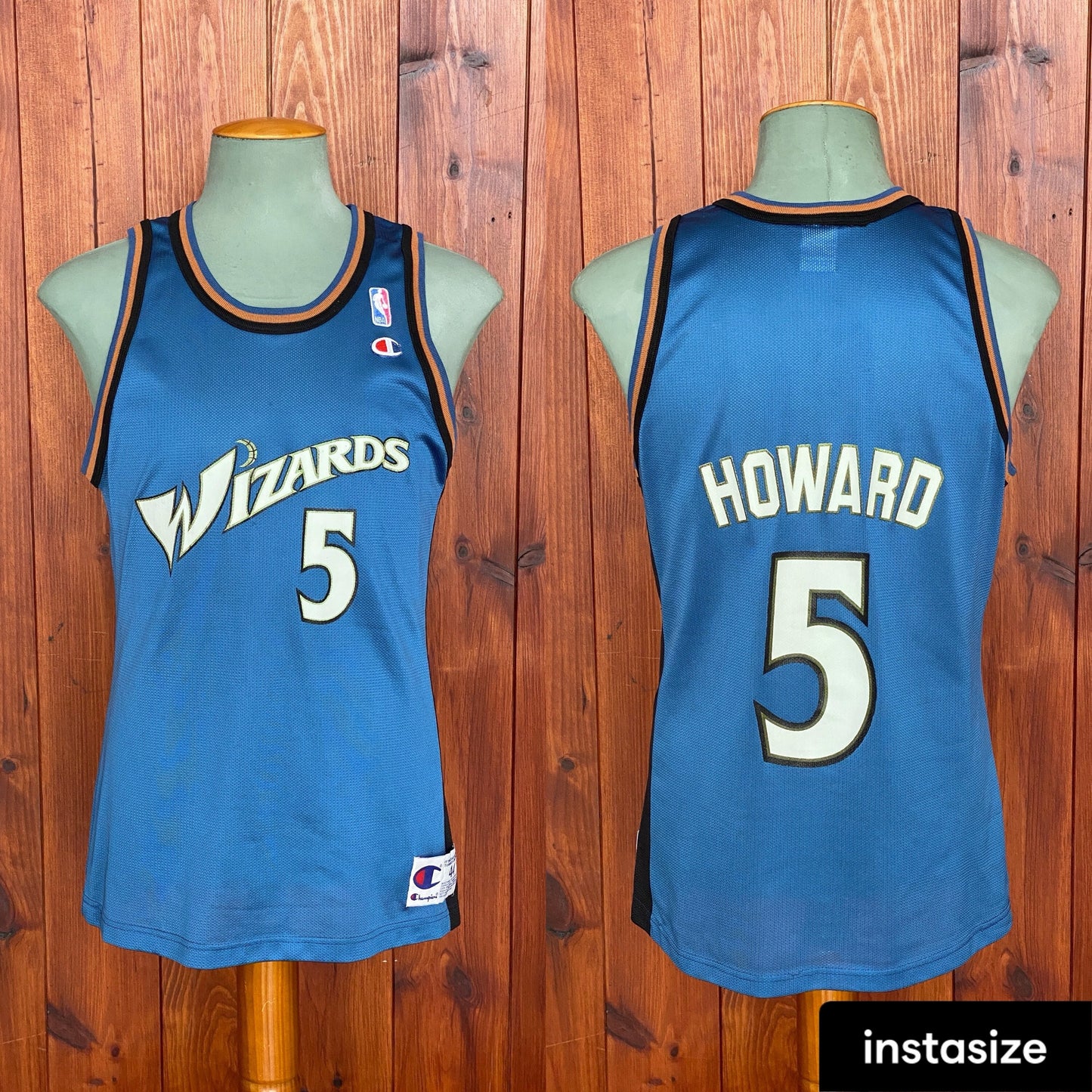 Authentic Size 44 Juwan Howard #5 Washington Wizards 90s Champion NBA Jersey