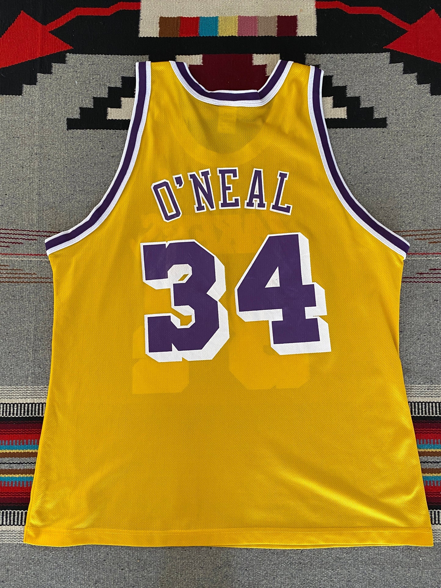 Size 48 Shaquille O'Neal #34 LA Lakers Vintage NBA Champion Jersey - BACK View