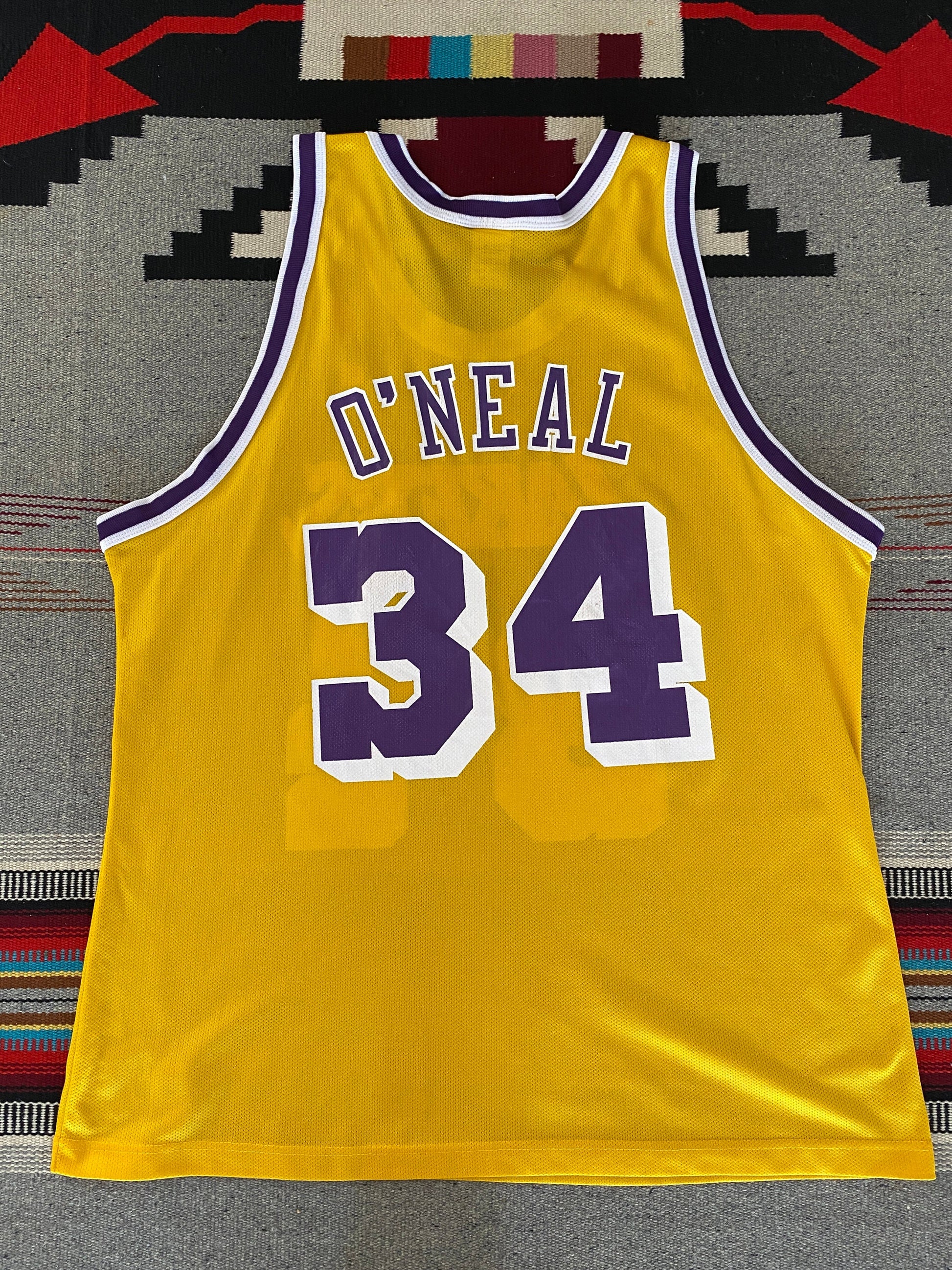 Size 48 Shaquille O'Neal #34 LA Lakers Vintage NBA Champion Jersey - BACK View