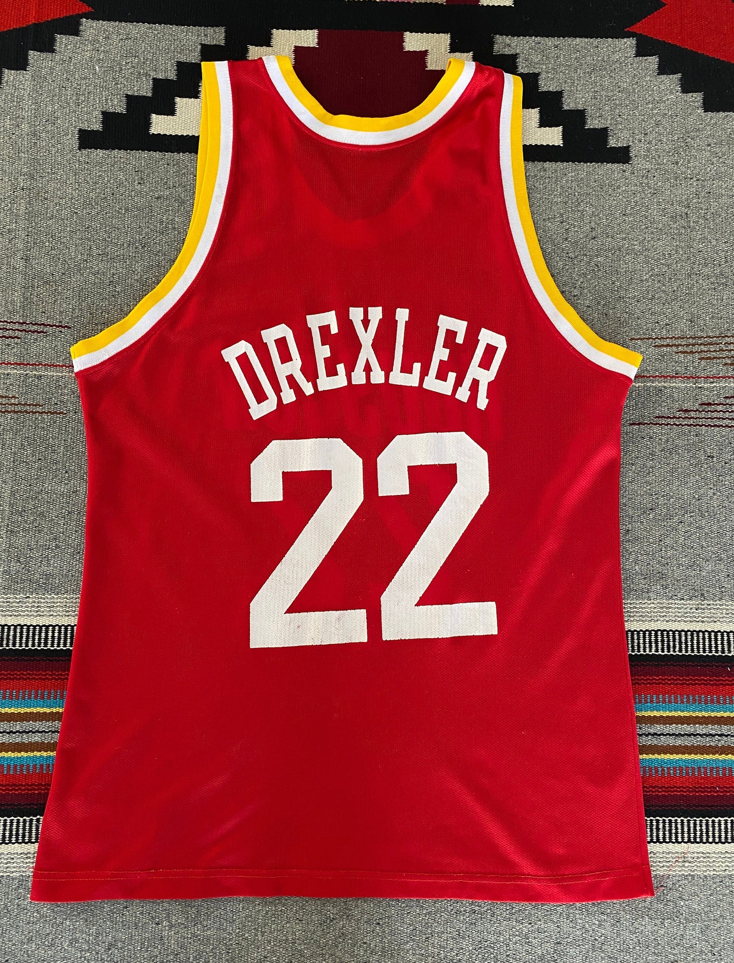 Authentic Size 44 Clyde Drexler #22 Houston Rockets Vintage NBA Champion Jersey | Made in USA