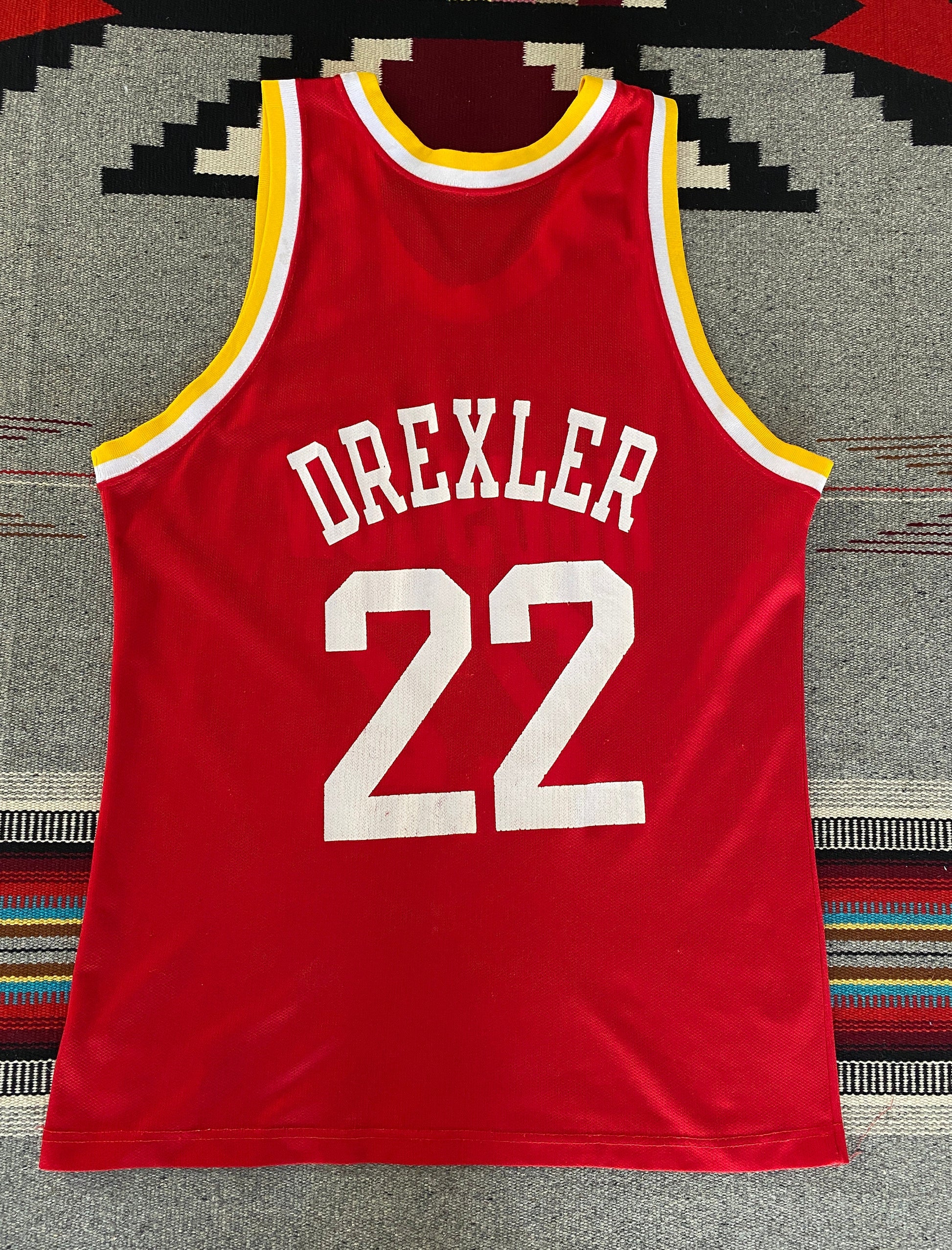 Authentic Size 44 Clyde Drexler #22 Houston Rockets Vintage NBA Champion Jersey | Made in USA
