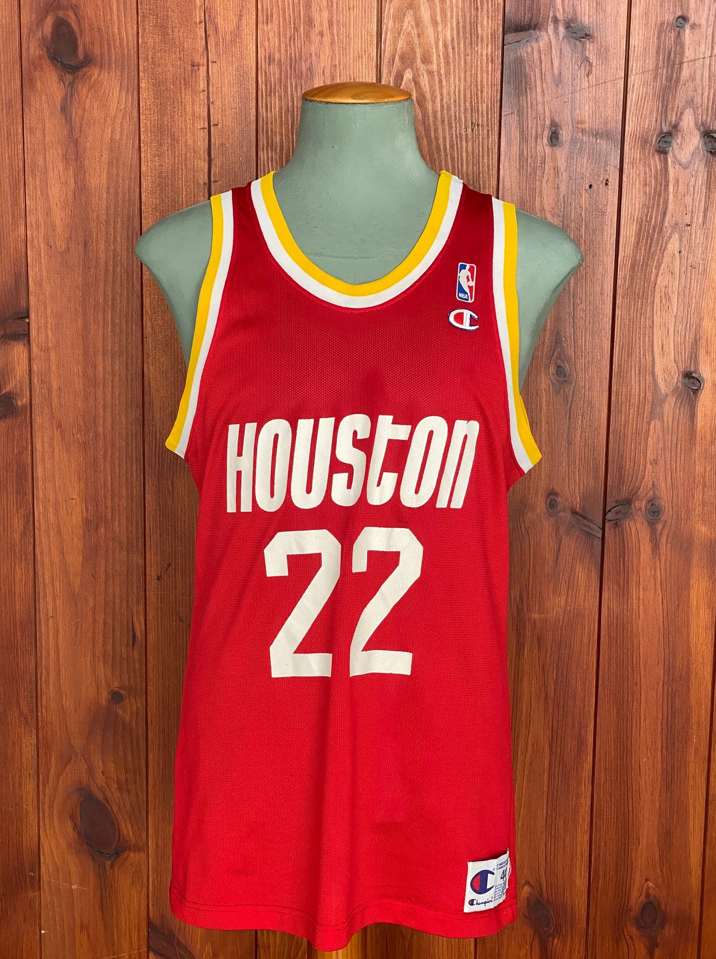 Authentic Size 44 Clyde Drexler #22 Houston Rockets Vintage NBA Champion Jersey | Made in USA