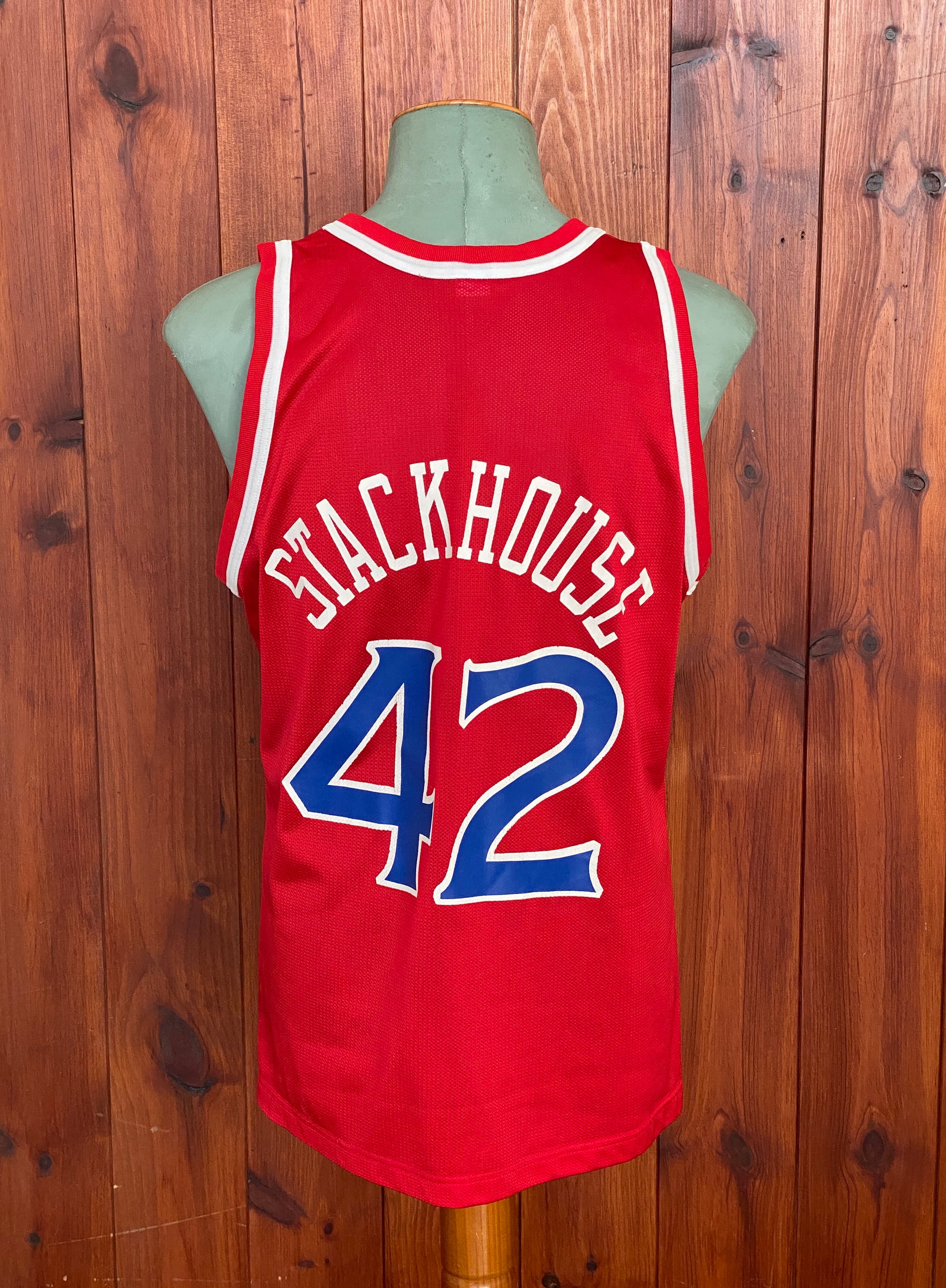 Authentic Size 44 Jerry Stackhouse #42 Philadelphia 76ers 90s Vintage NBA Jersey | Made by Champion