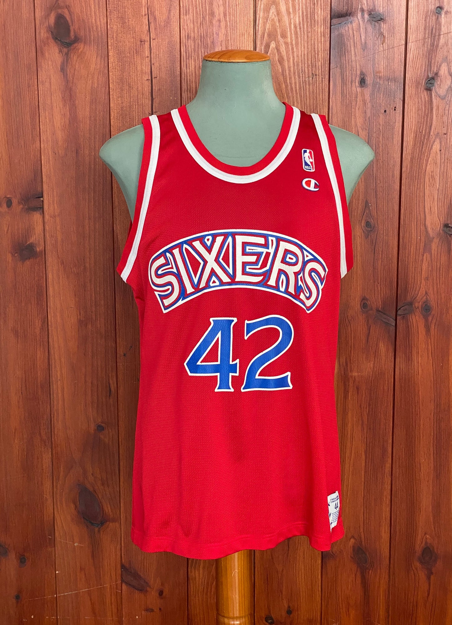 Authentic Size 44 Jerry Stackhouse #42 Philadelphia 76ers 90s Vintage NBA Jersey | Made by Champion