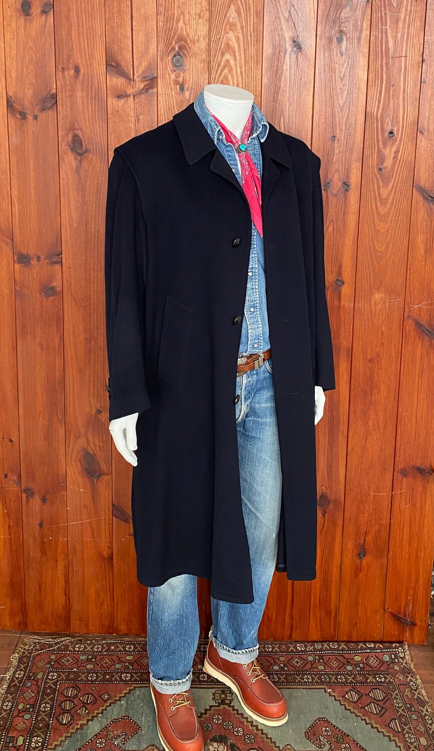 Vintage Dark Blue Wool Loden Coat - Size 52 EU | Made in Austria