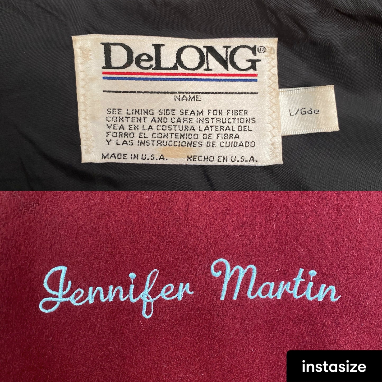 Size Large  90s Original Vintage varsity jacket Made in USA By Delong