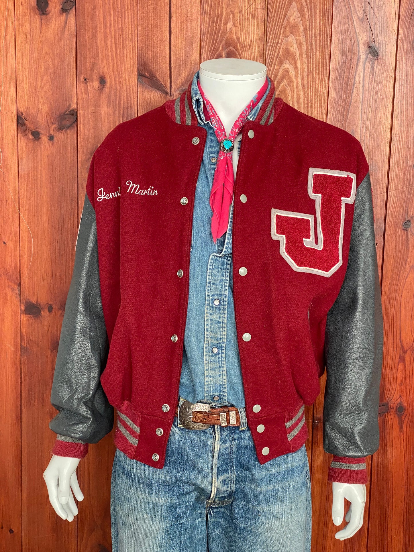 Size Large  90s Original Vintage varsity jacket Made in USA By Delong