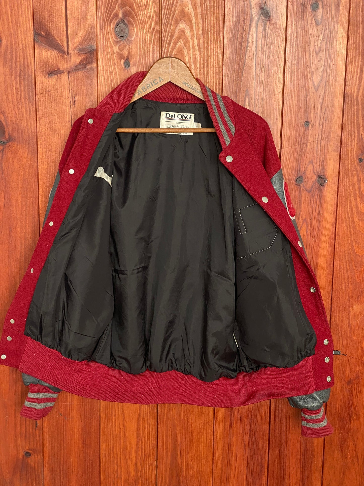 Size Large  90s Original Vintage varsity jacket Made in USA By Delong