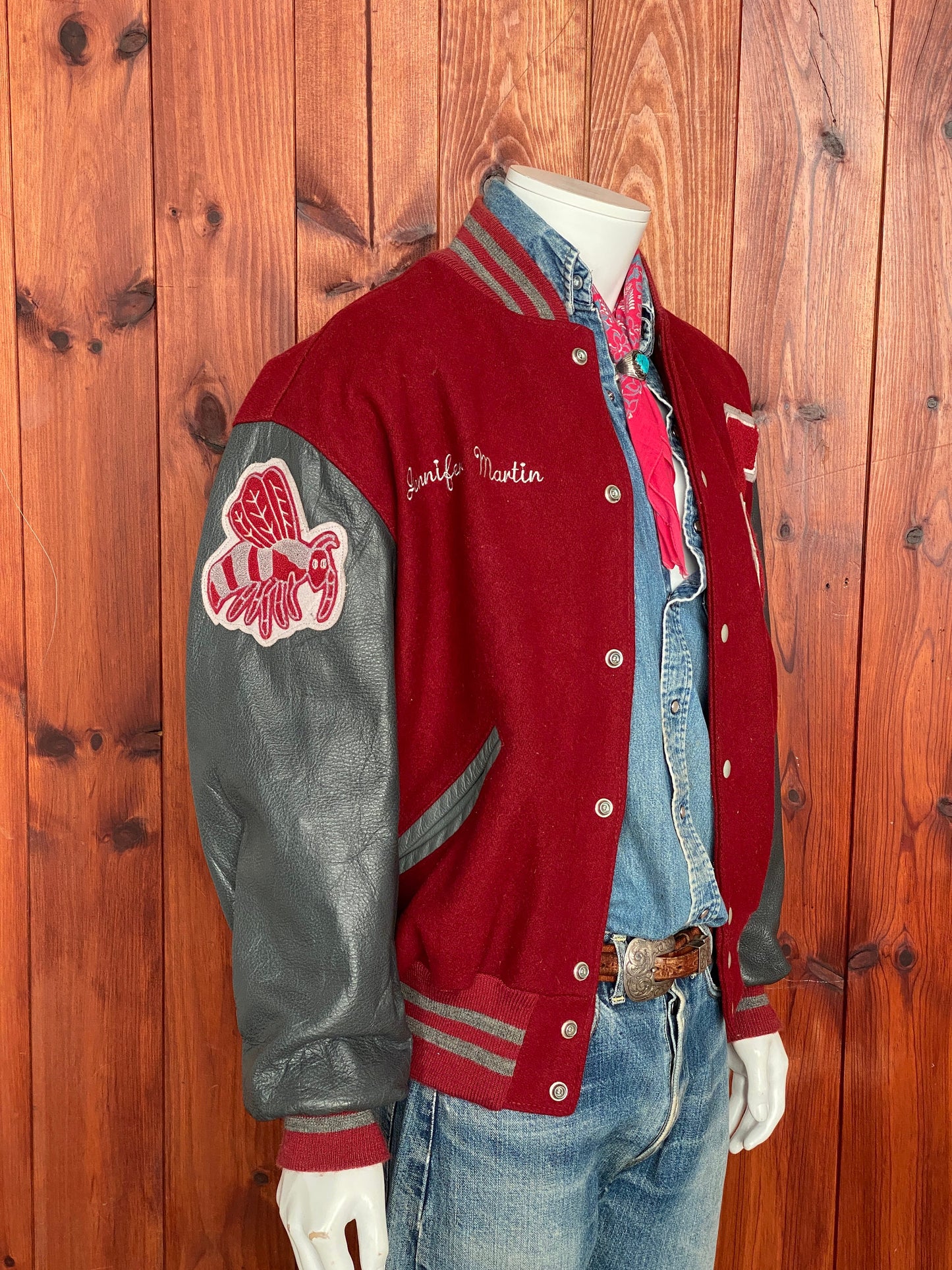 Size Large  90s Original Vintage varsity jacket Made in USA By Delong