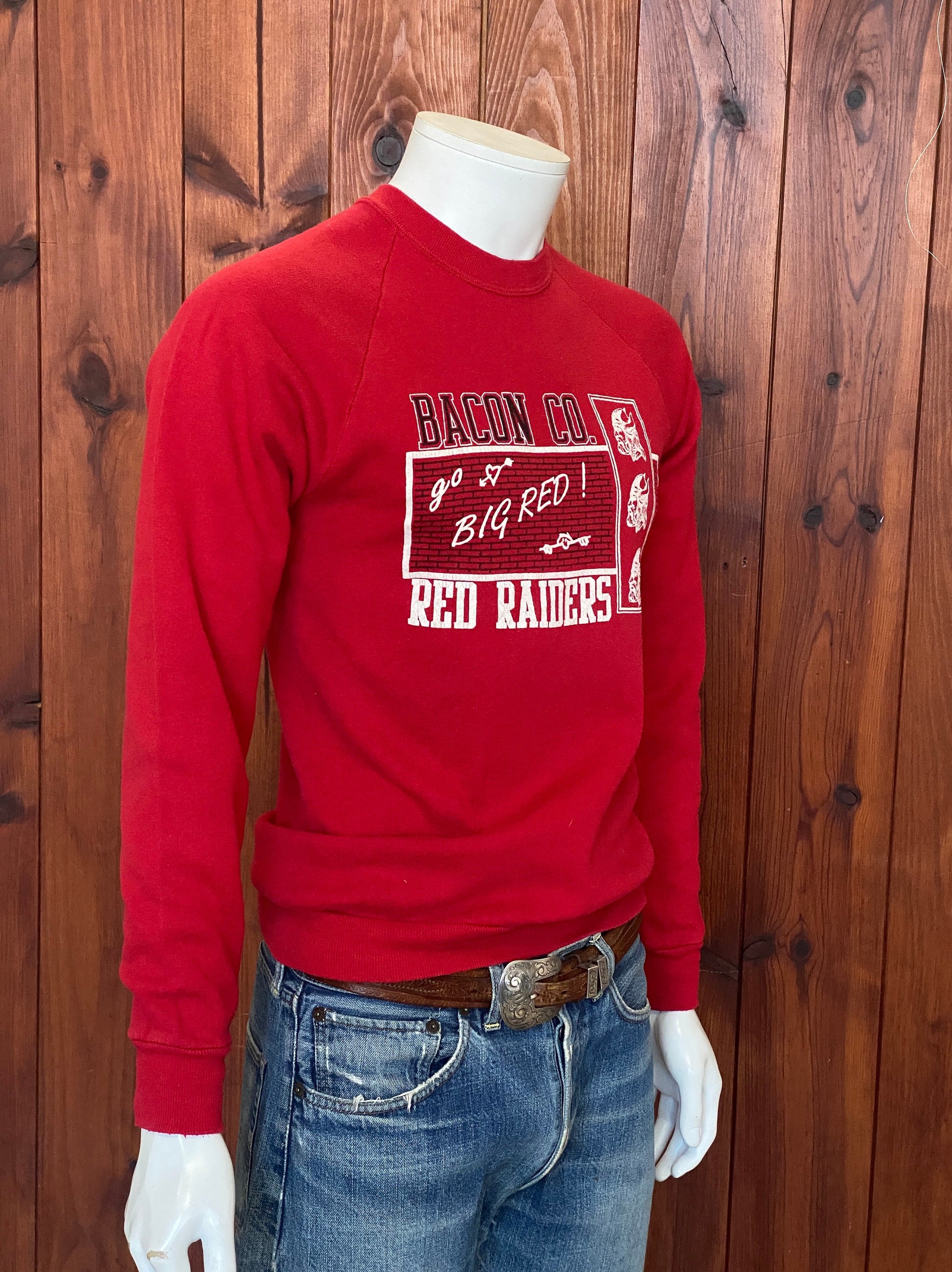 Medium 80s Vintage Red Raiders Sweatshirt Made In USA | Retro Apparel
