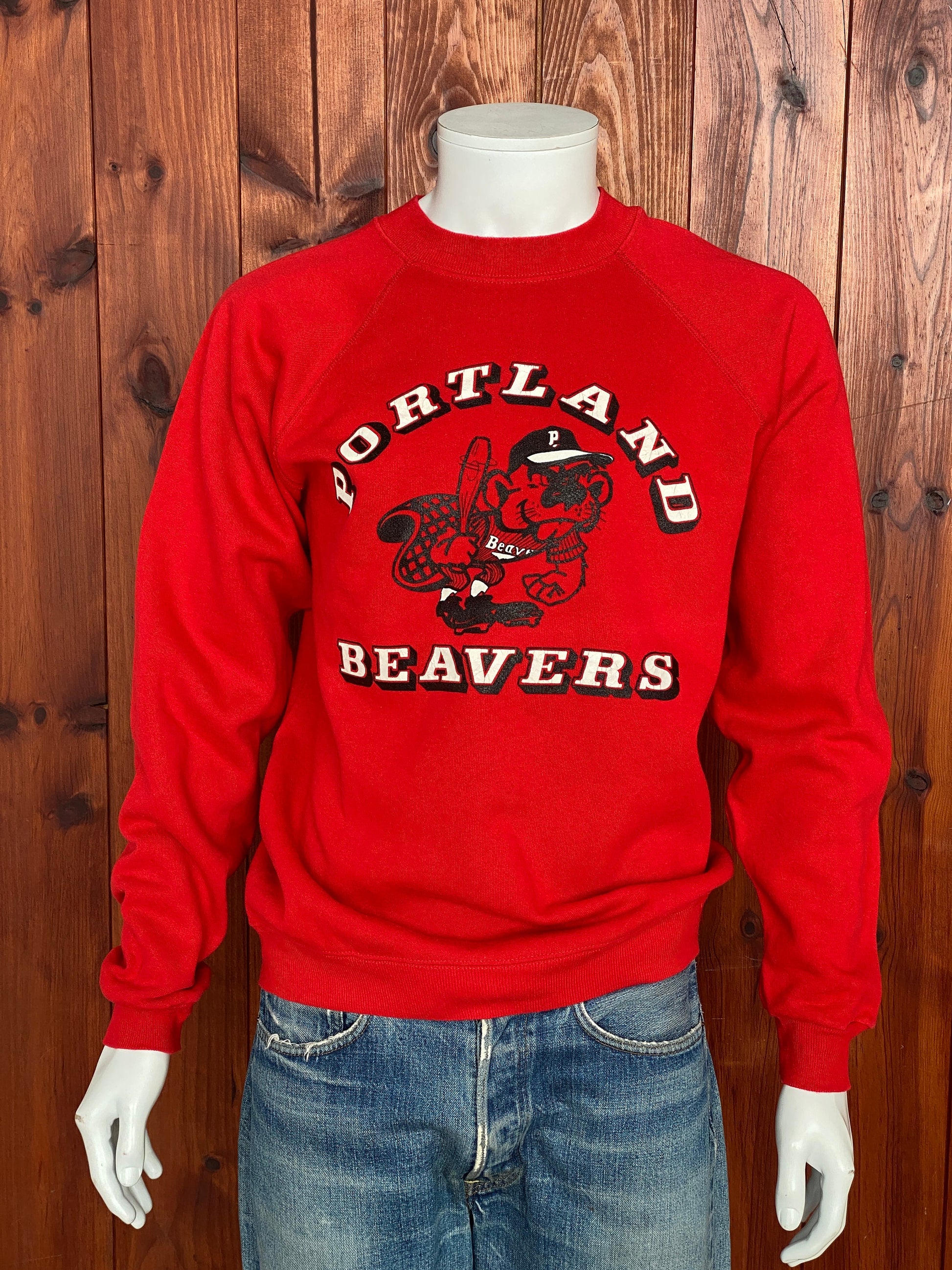 Large Vintage Portland Beavers 80s Sweatshirt Made in USA | Retro Sports Apparel