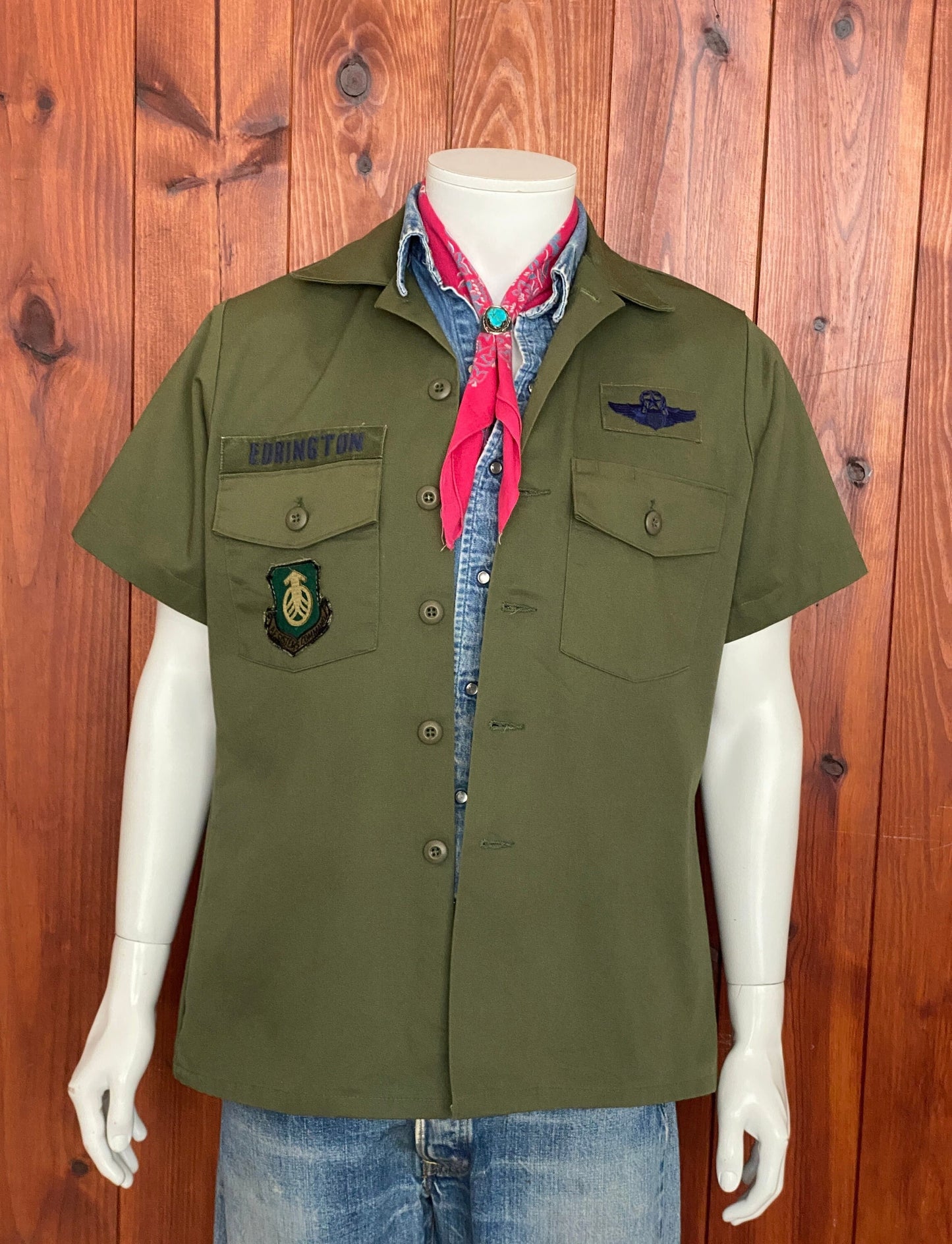 Size M. Original vintage military 80s utility shirt OG 507  Poly/cotton