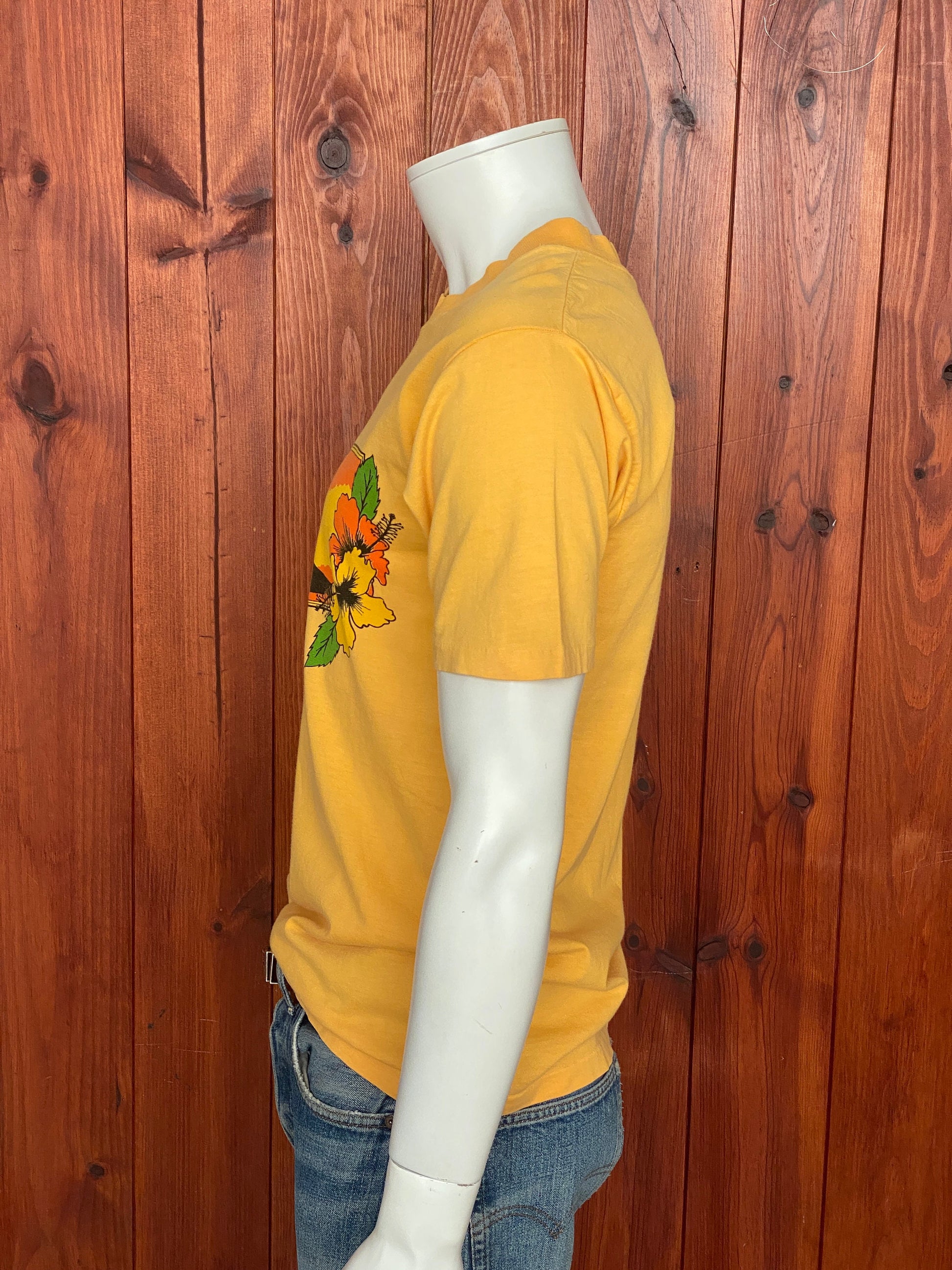 Large 1973 Vintage Aloha Hawaii T-shirt: Retro Apparel Made In USA