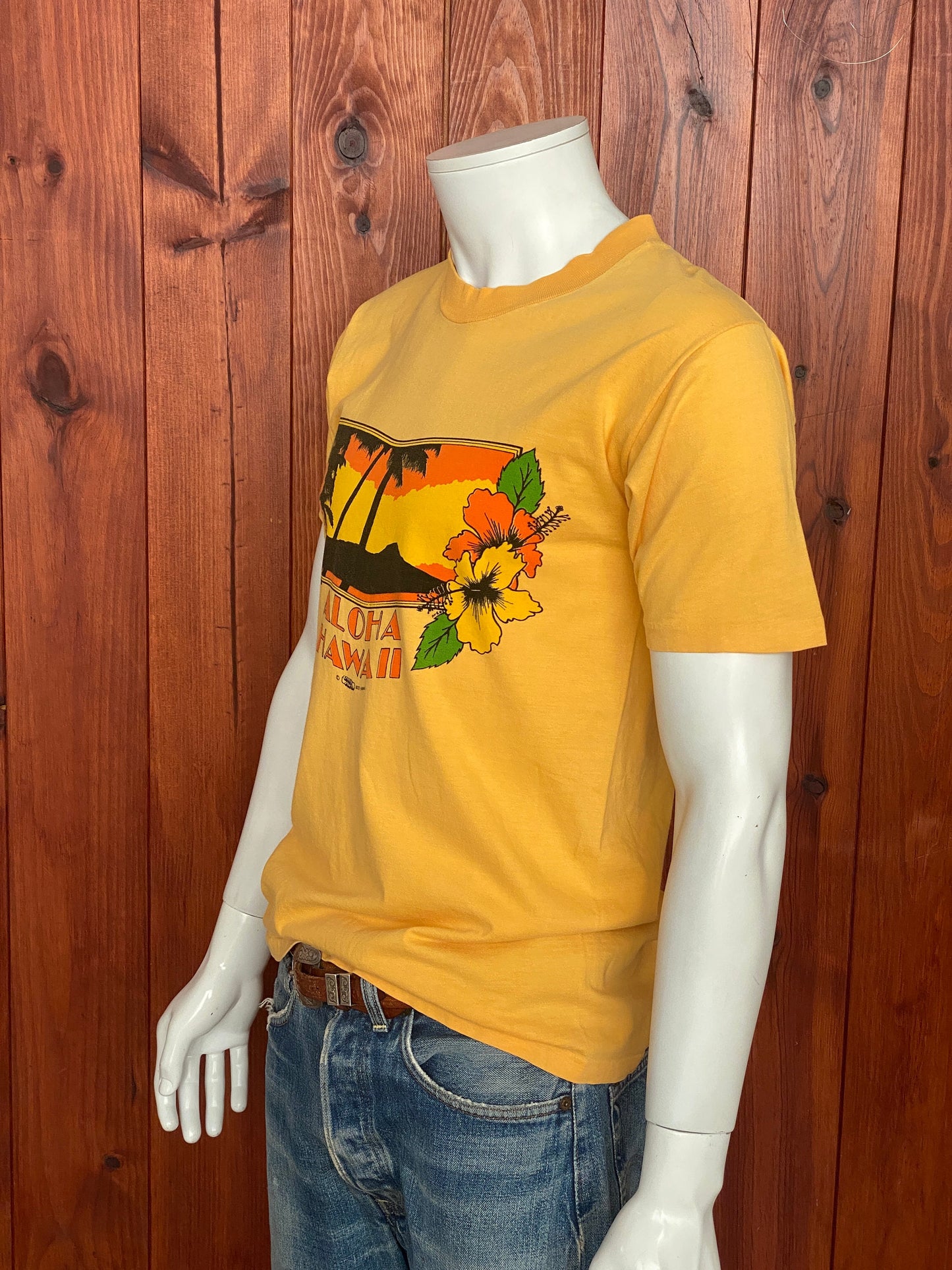Large 1973 Vintage Aloha Hawaii T-shirt: Retro Apparel Made In USA
