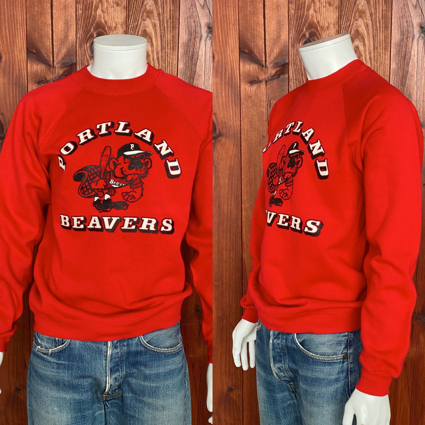 Large Vintage Portland Beavers 80s Sweatshirt Made in USA | Retro Sports Apparel