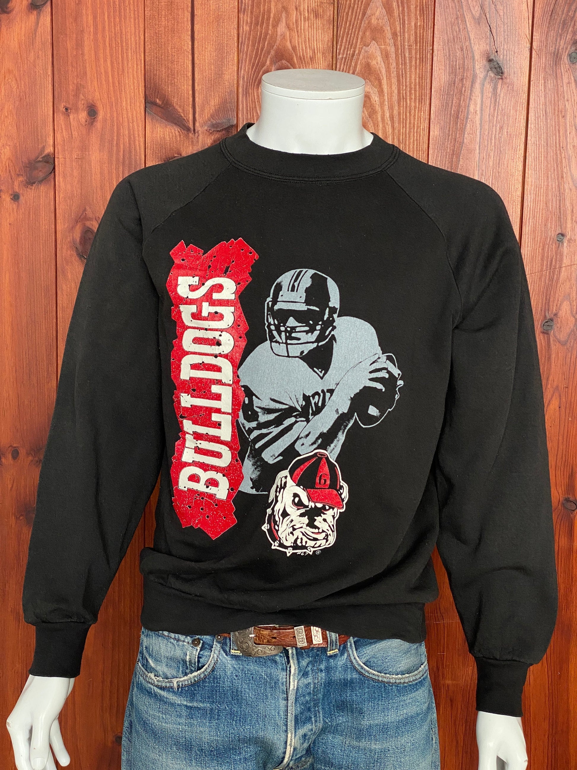 Large Vintage Bulldogs Football 80s Sweatshirt Made in USA | Retro Sports Apparel