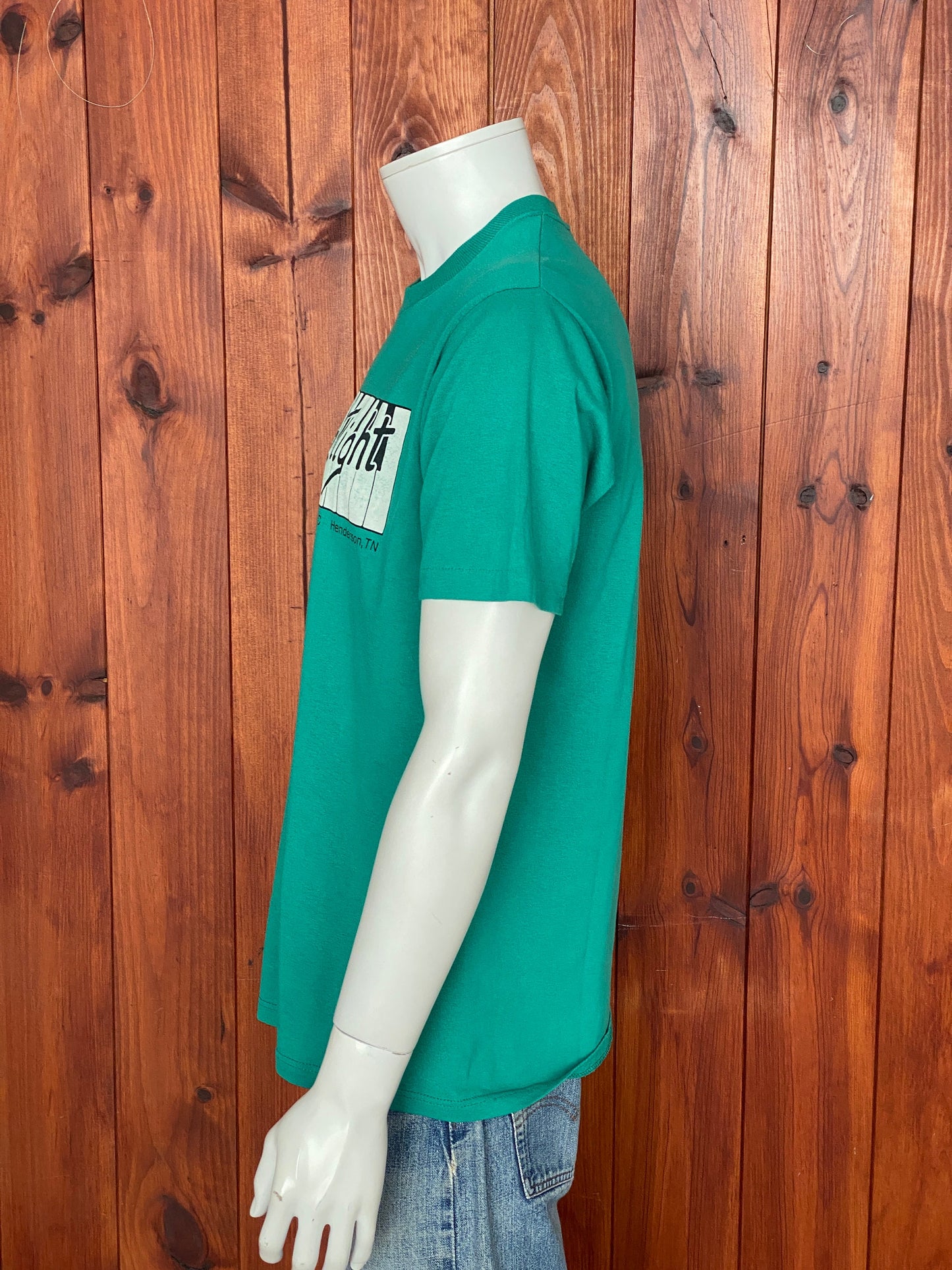 Large. Vintage 50/50 cotton 80s Jazz Flight  t shirt Made In USA