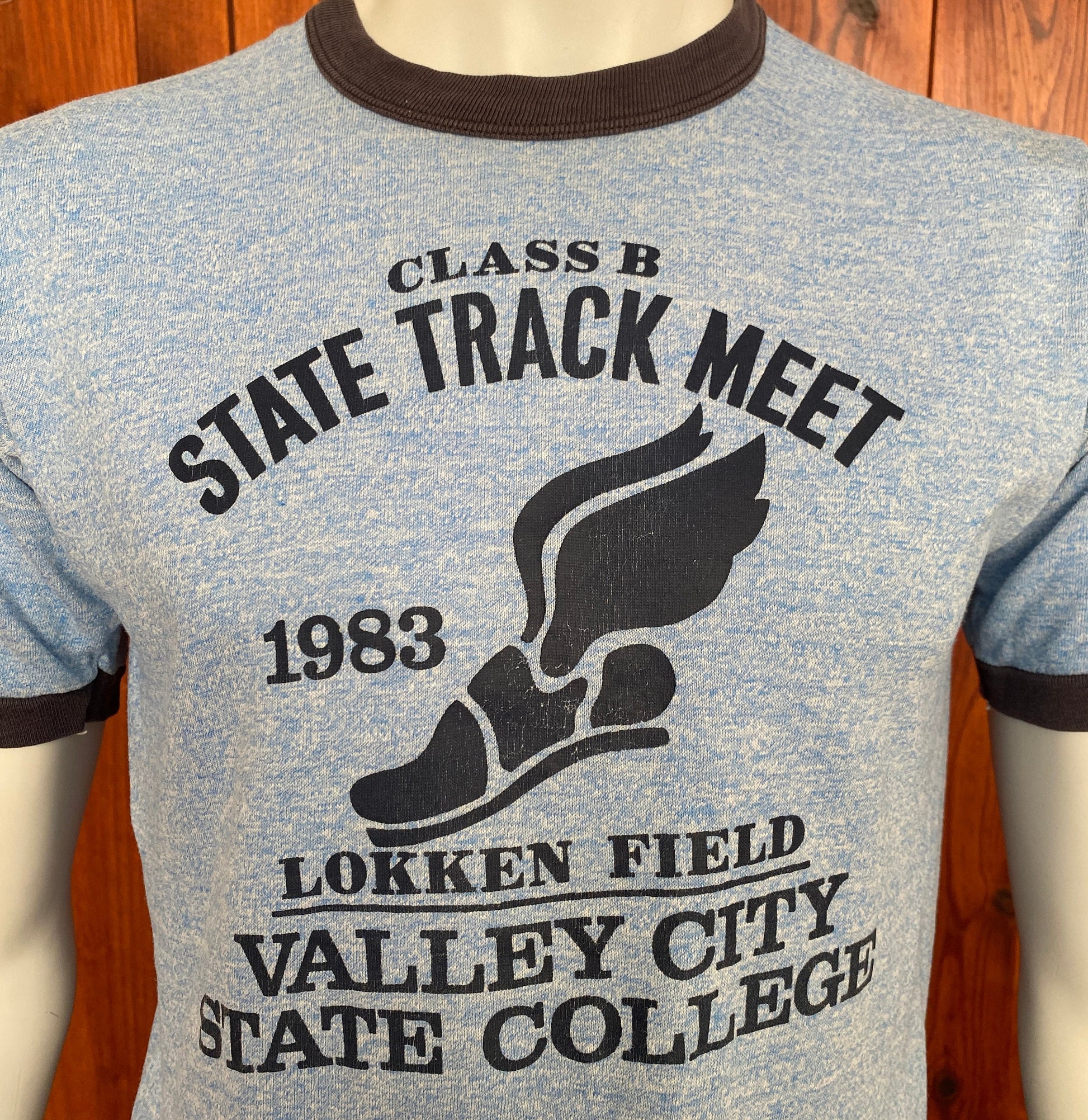 Vintage 80s State Track T-Shirt - Size M | Made in USA | Retro Athletic Style
