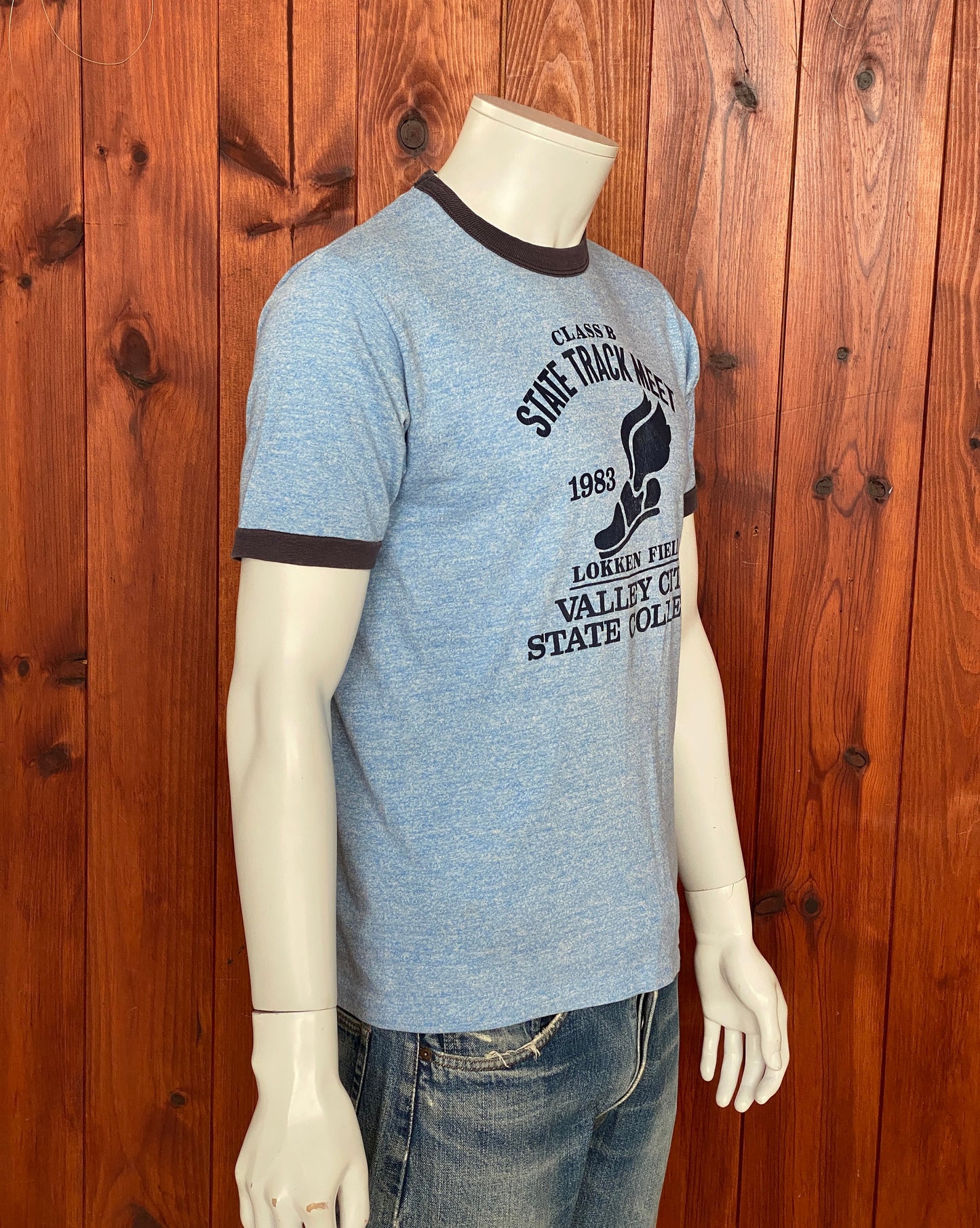 Vintage 80s State Track T-Shirt - Size M | Made in USA | Retro Athletic Style