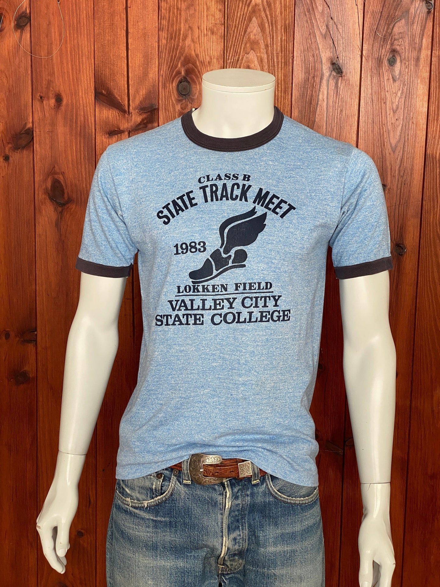 Vintage 80s State Track T-Shirt - Size M | Made in USA | Retro Athletic Style