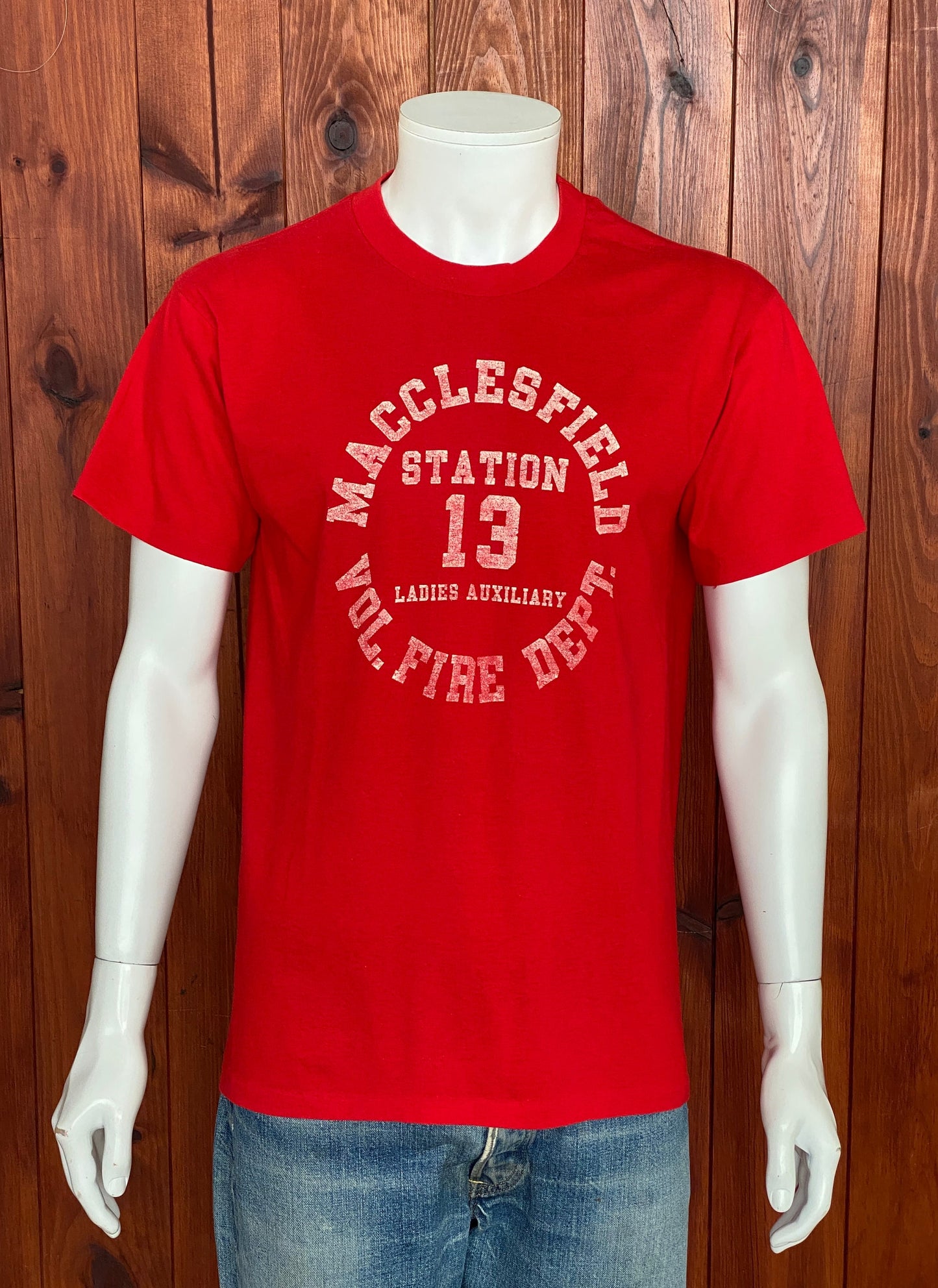 Med. Vintage 50/50 cotton 80s Fire Dept T-shirt Made In USA