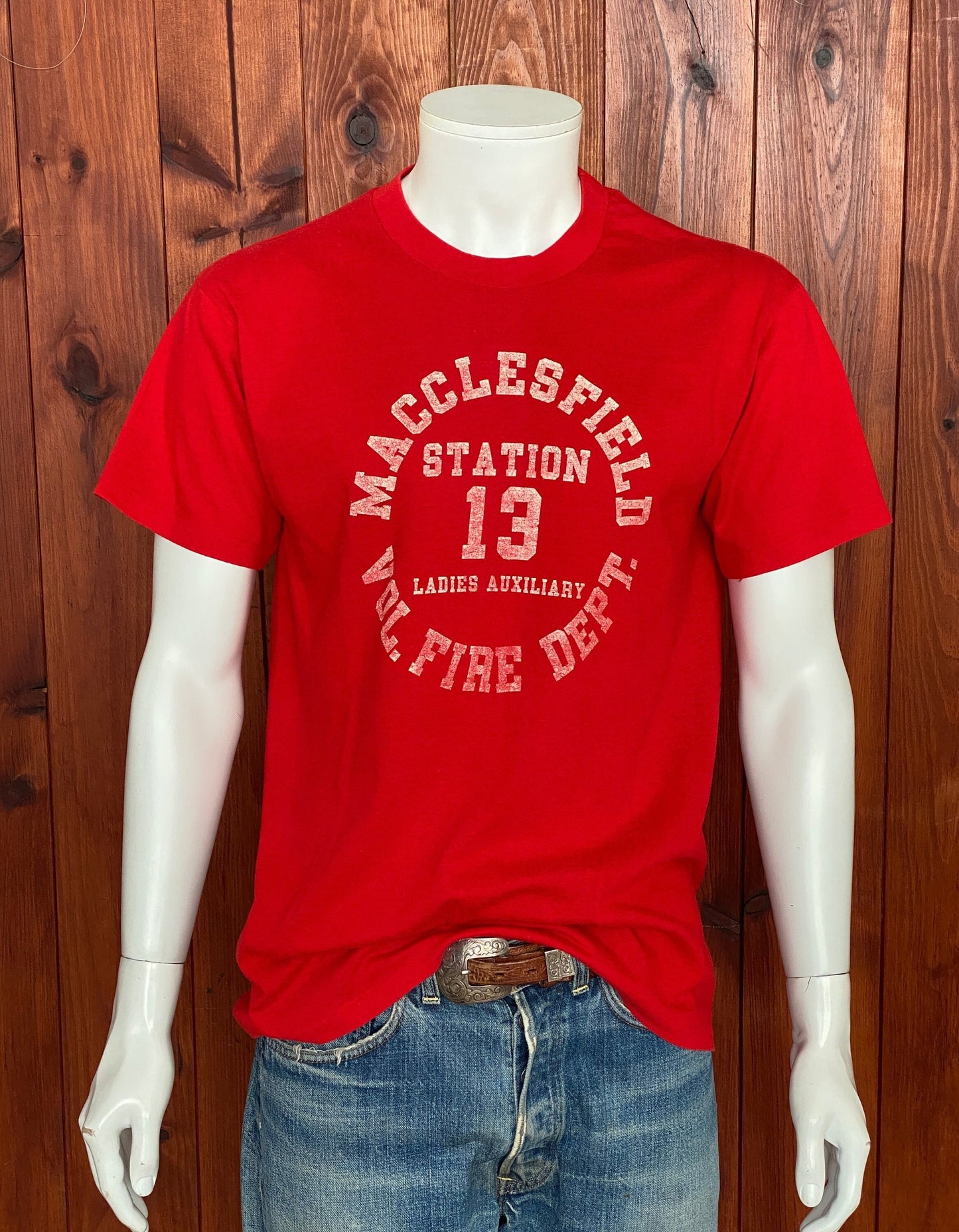 Med. Vintage 50/50 cotton 80s Fire Dept T-shirt Made In USA