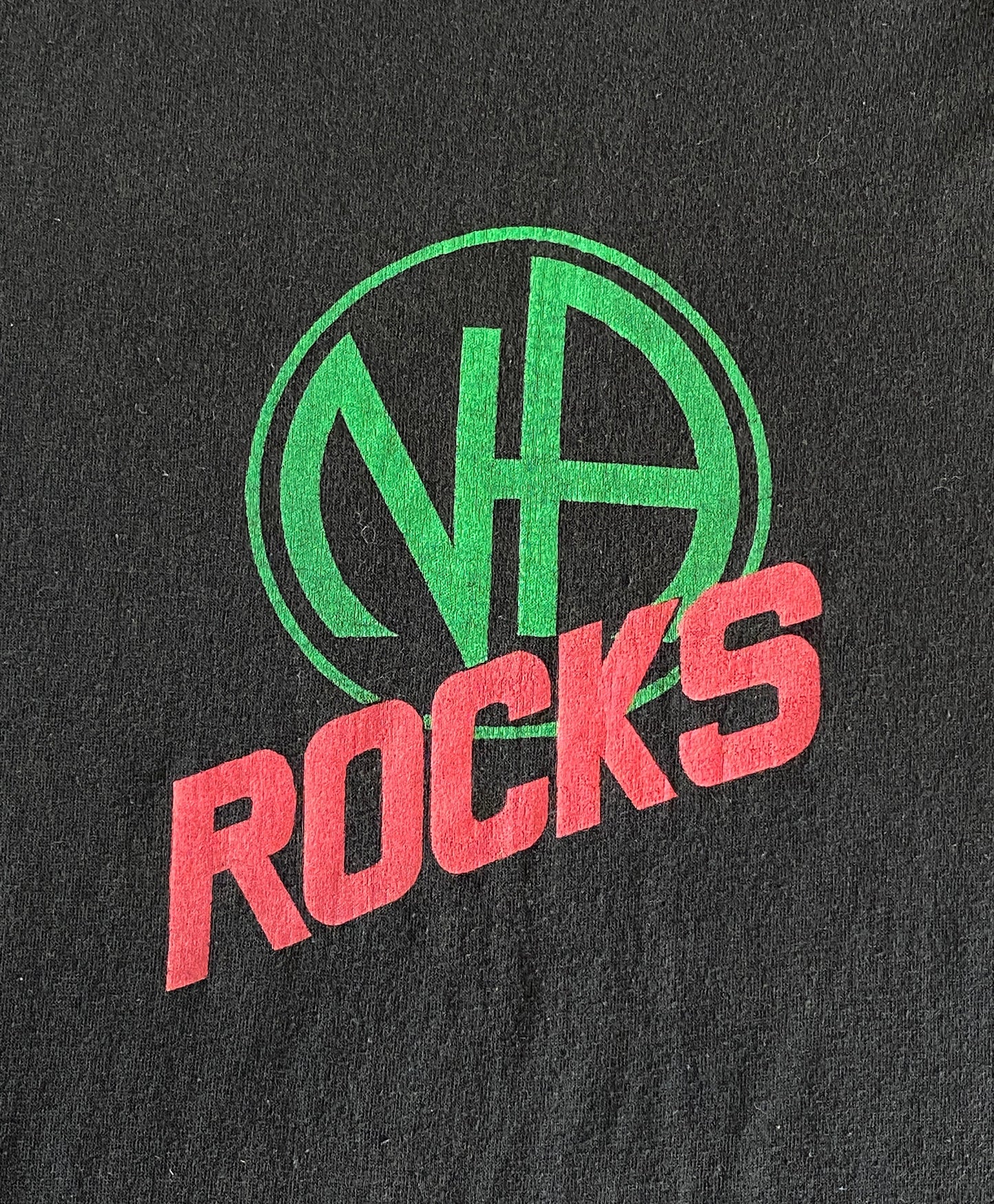 Large. Vintage 50/50 cotton 80s Narcotics Anonymous Rocks t shirt Made In USA